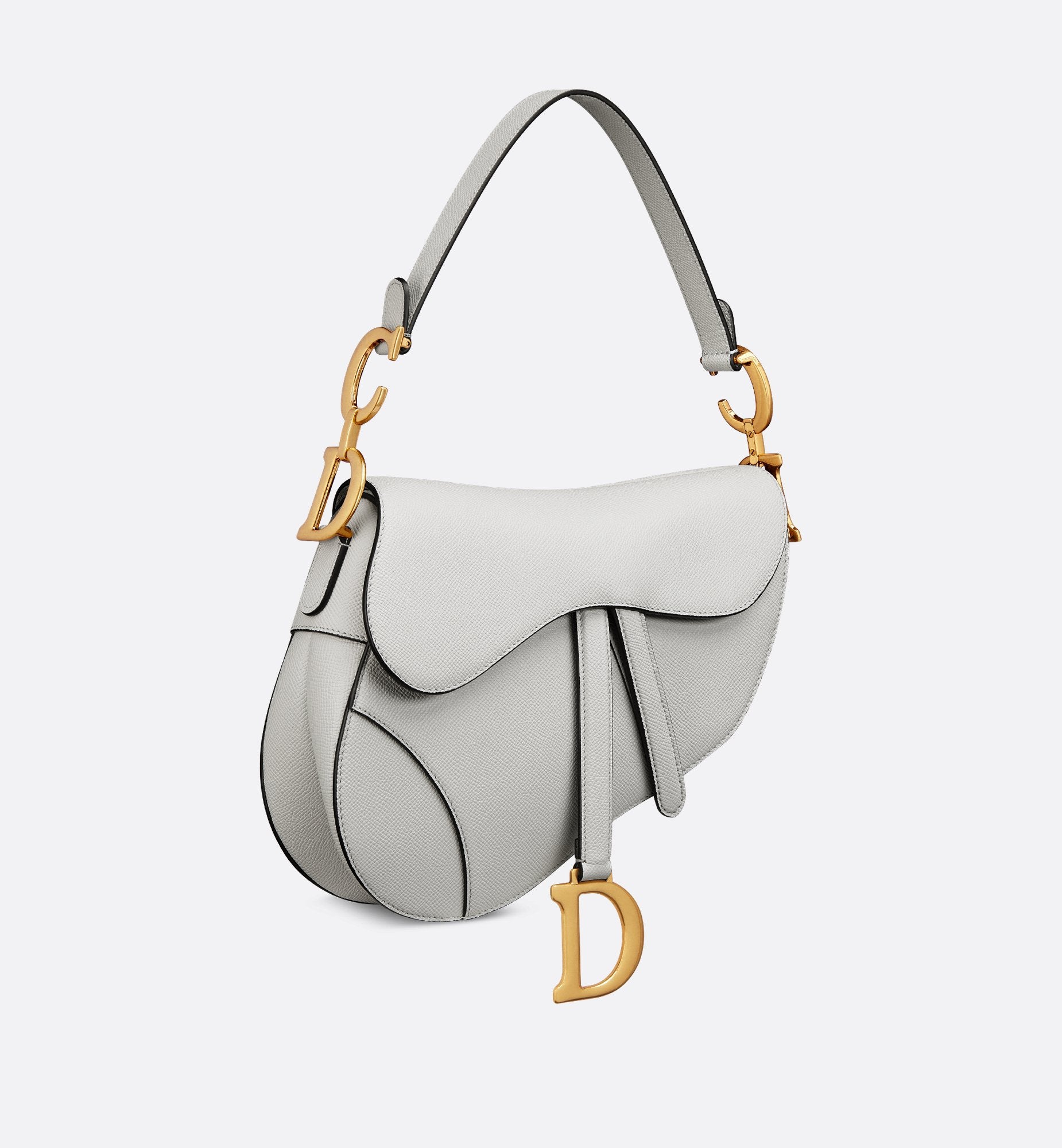 Saddle Bag With Strap Cloud Gray Grained Calfskin