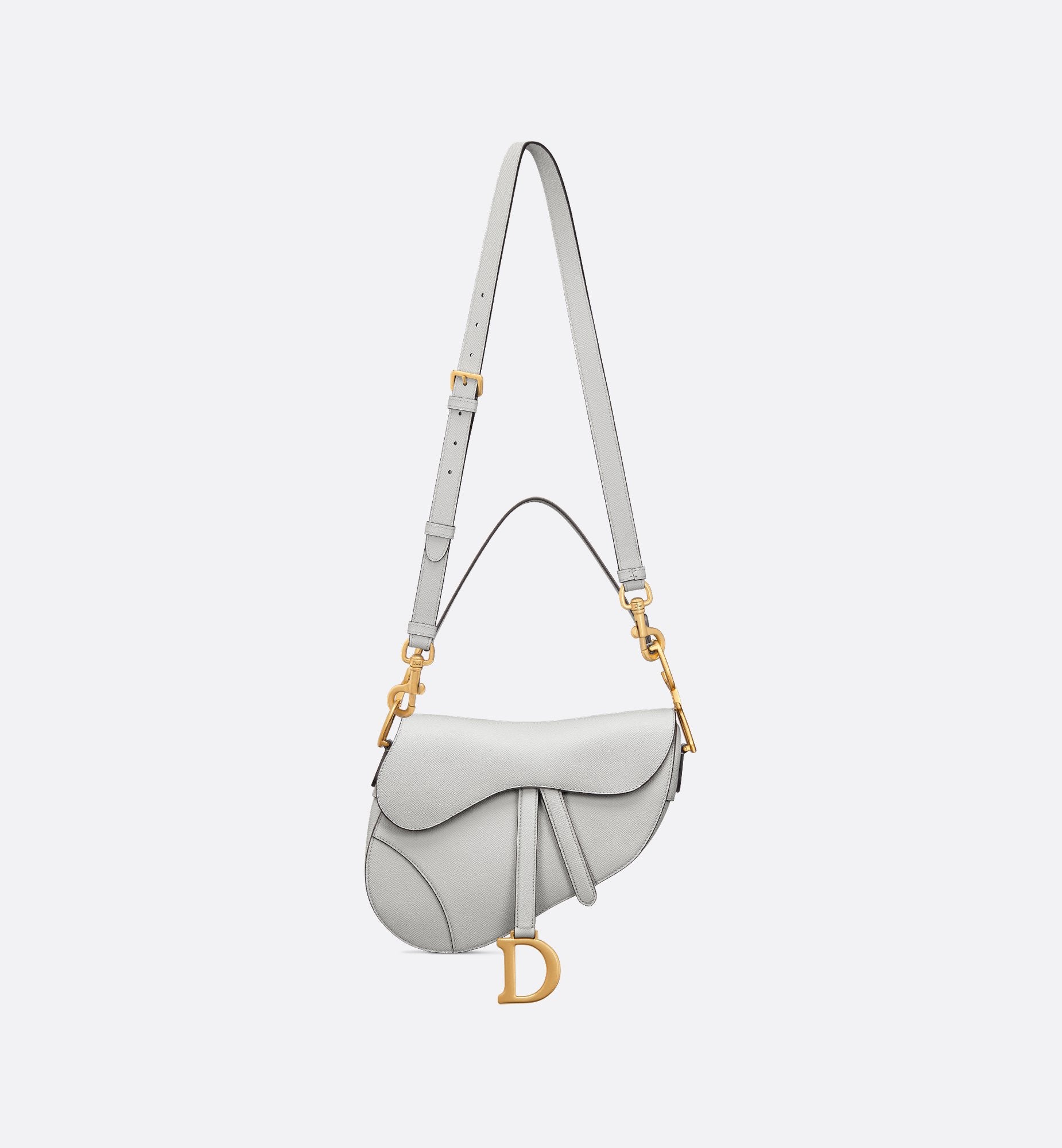 Saddle Bag With Strap Cloud Gray Grained Calfskin