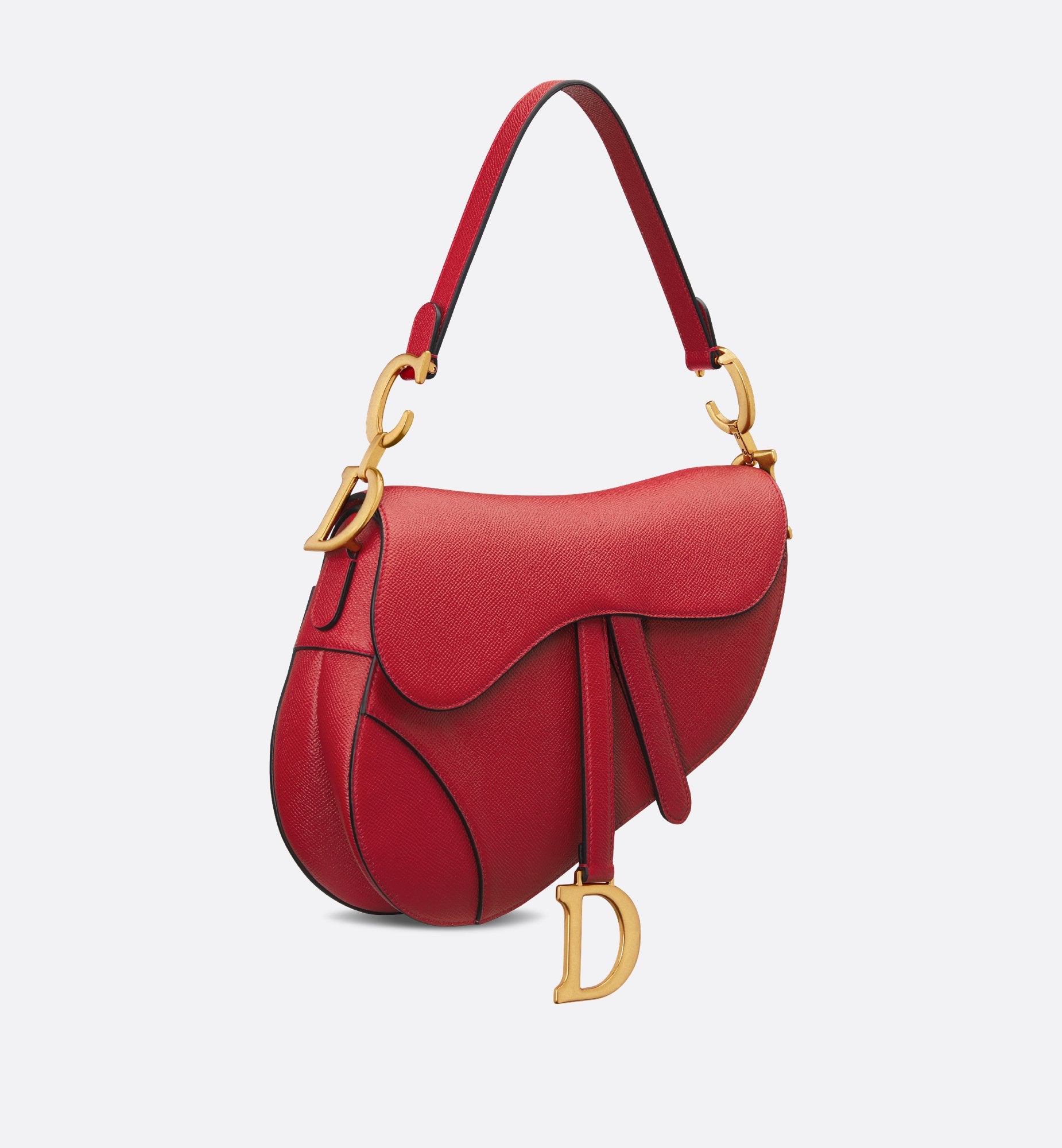 Saddle Bag With Strap Amaryllis Red Grained Calfskin