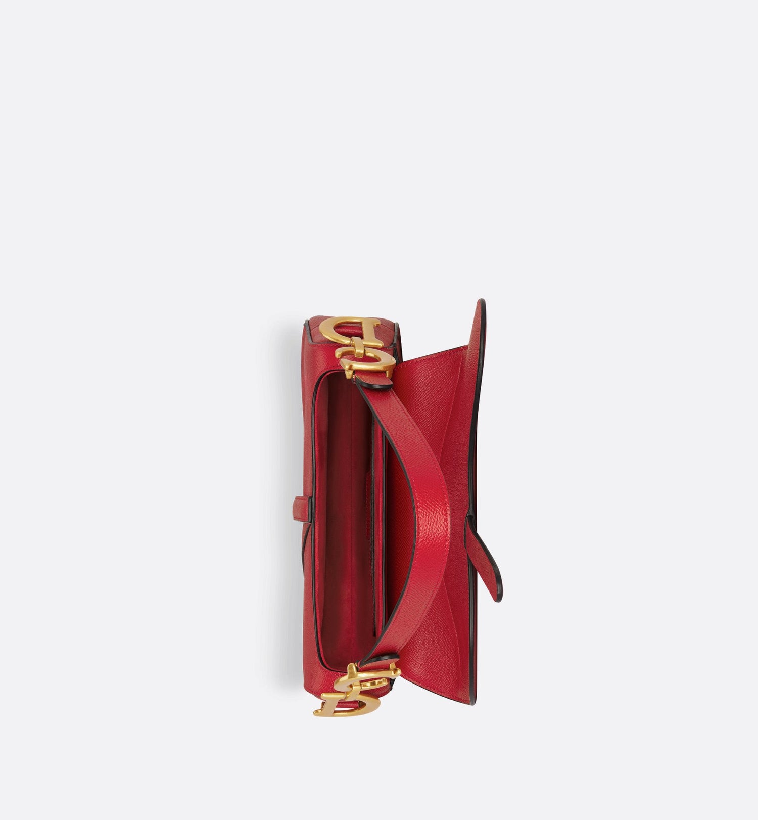 Saddle Bag With Strap Amaryllis Red Grained Calfskin