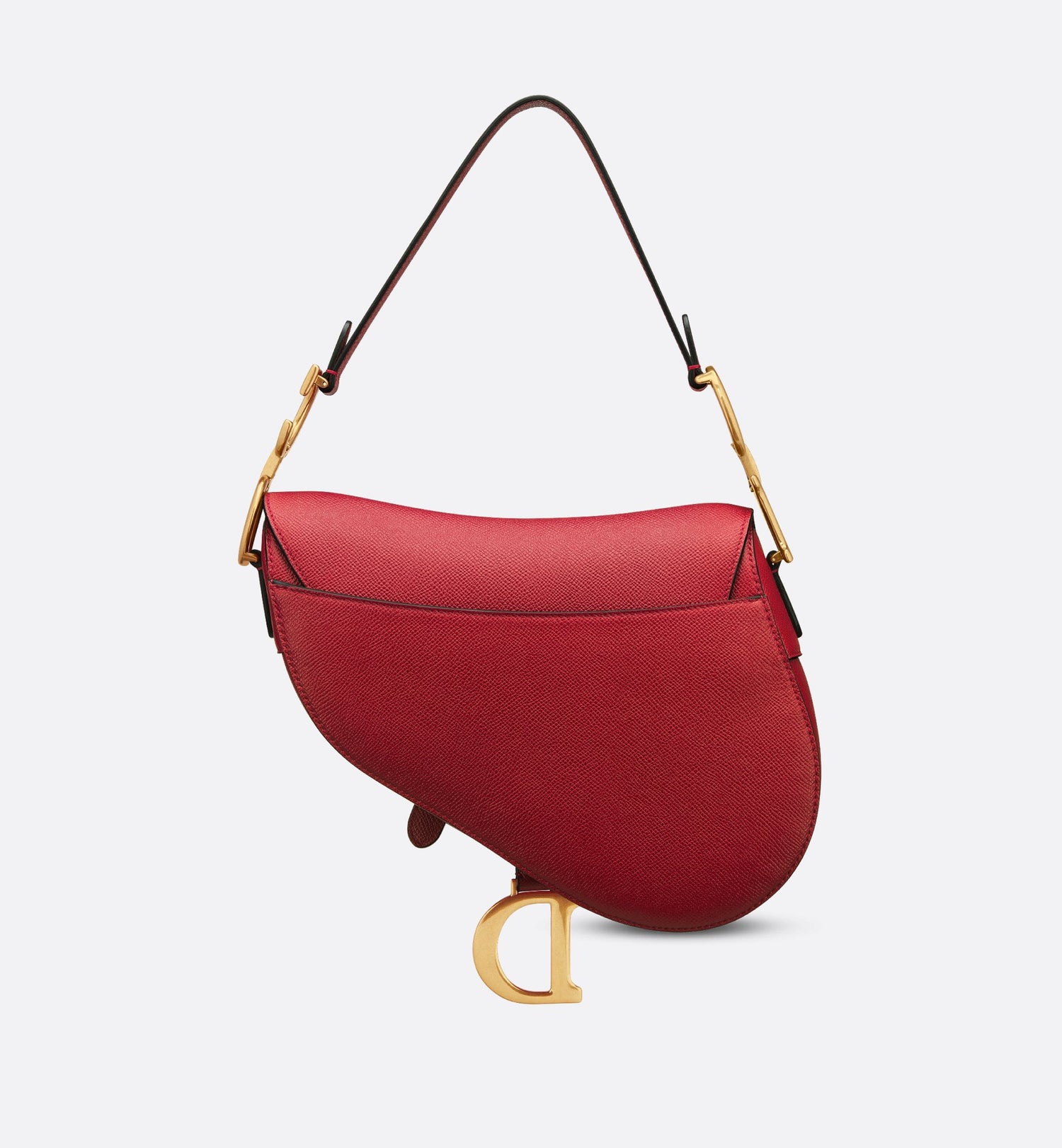 Saddle Bag With Strap Amaryllis Red Grained Calfskin