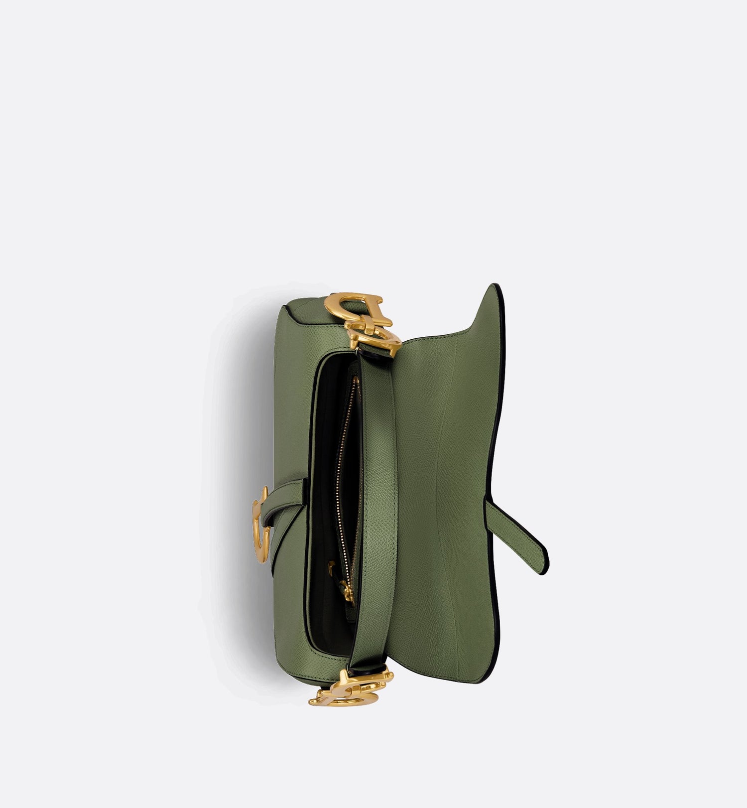 Saddle Bag With Strap Cedar Green Grained Calfskin