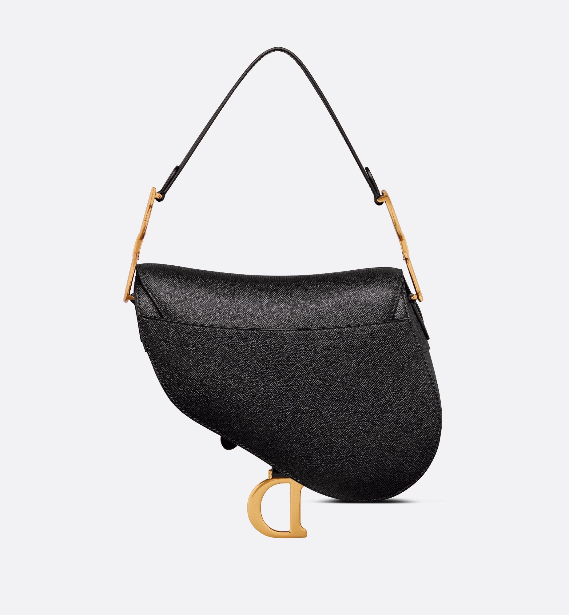 Saddle Bag With Strap Black Grained Calfskin