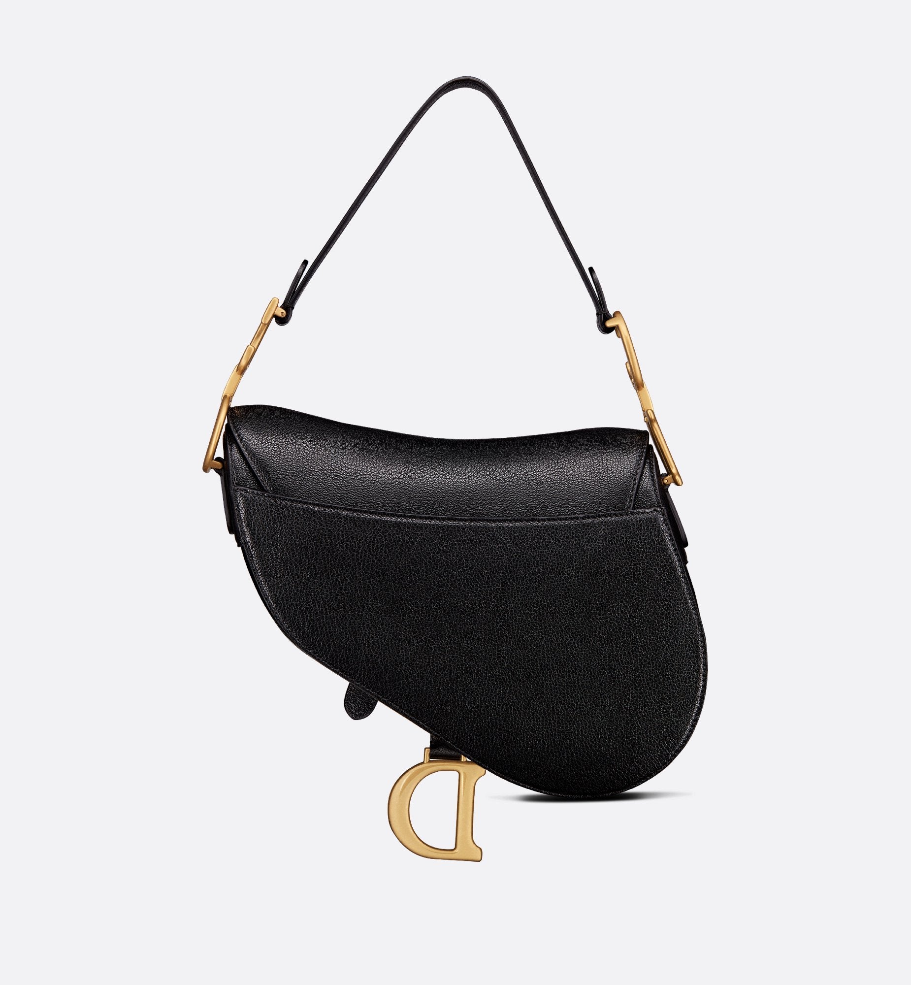 Saddle Bag With Strap Black Goatskin