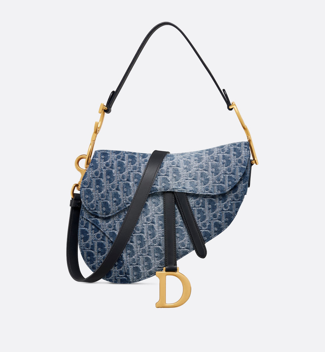 Saddle Bag With Strap Blue Denim Dior Oblique Jacquard