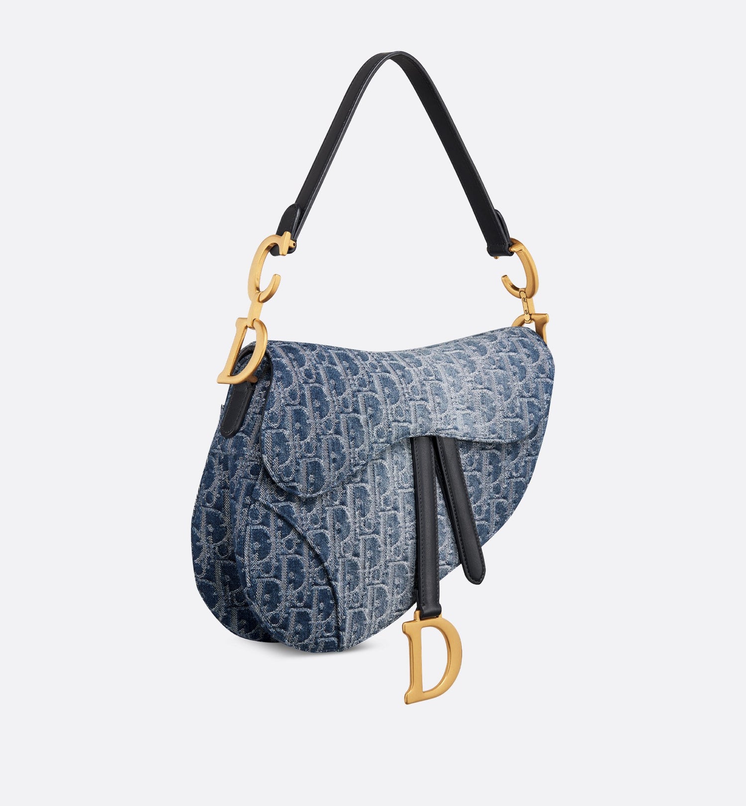 Saddle Bag With Strap Blue Denim Dior Oblique Jacquard