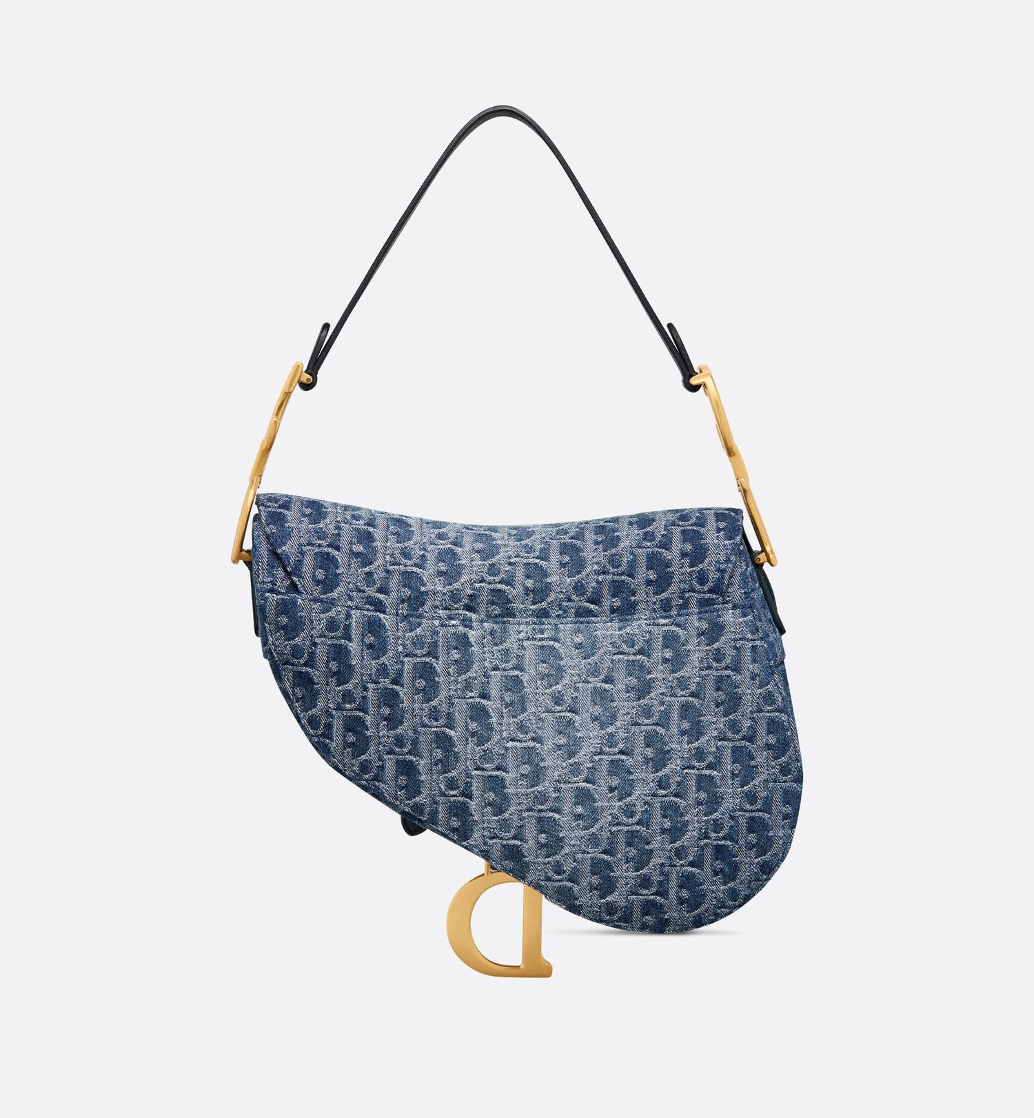 Saddle Bag With Strap Blue Denim Dior Oblique Jacquard