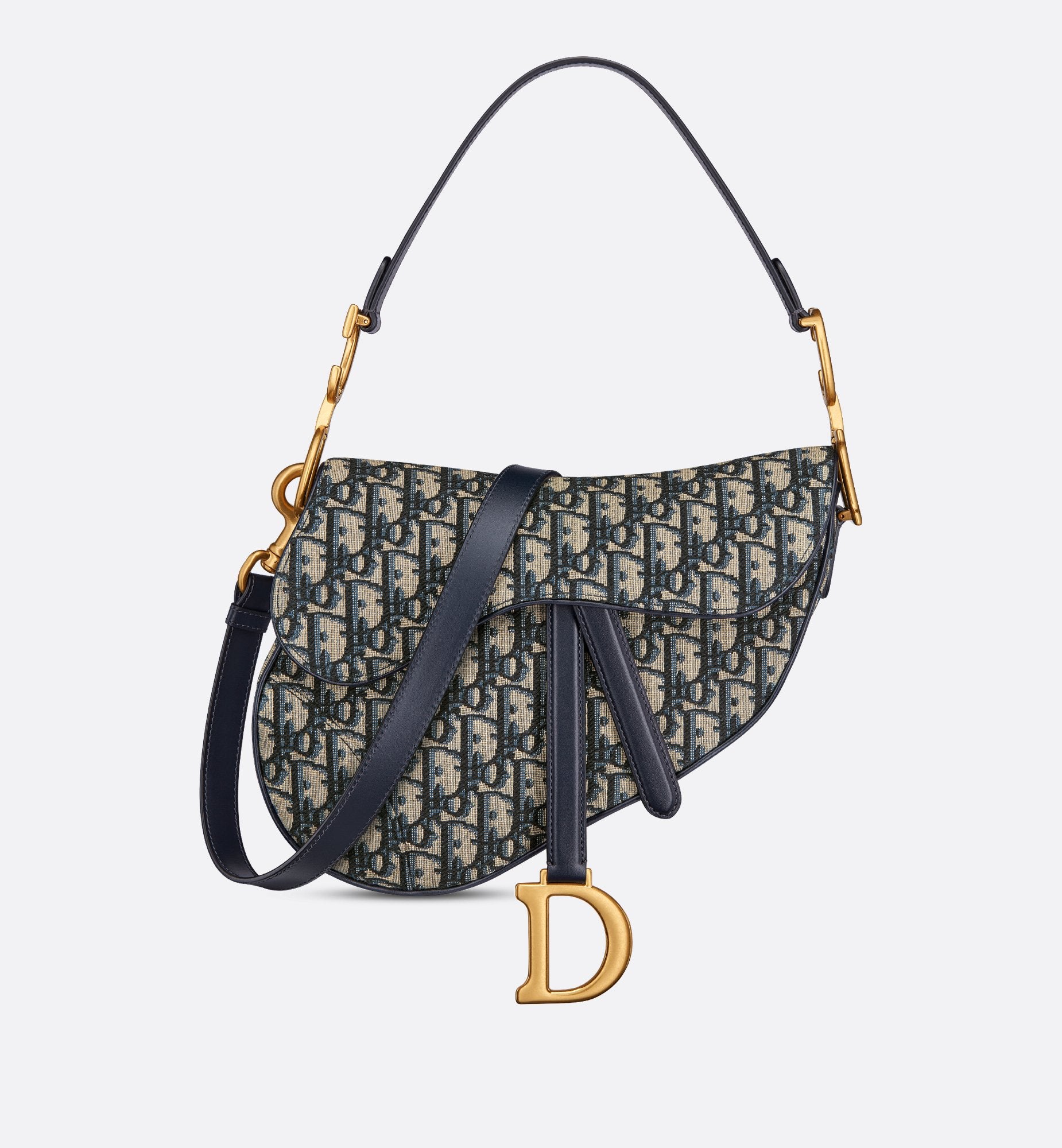 Saddle Bag With Strap Blue Dior Oblique Jacquard