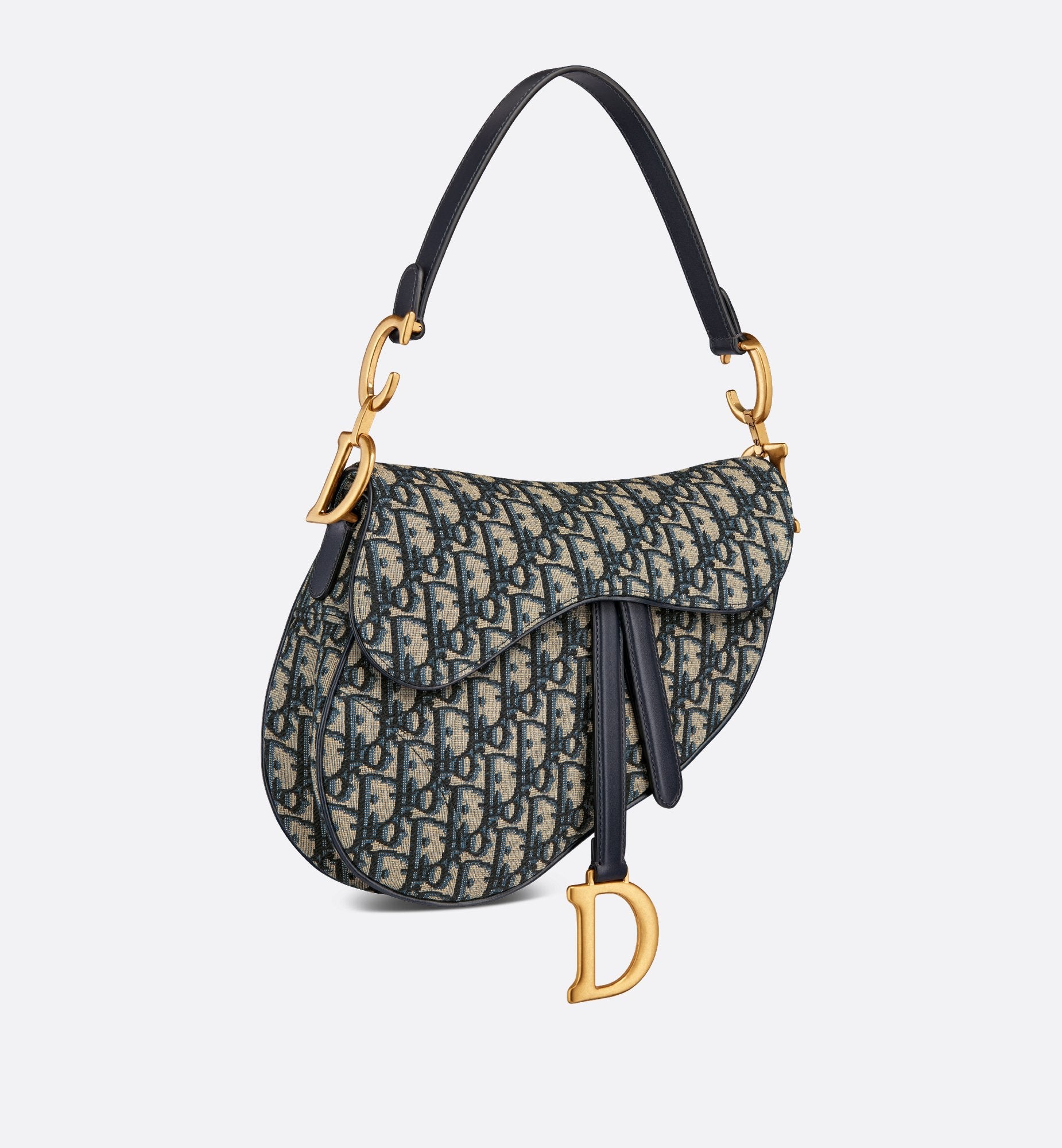 Saddle Bag With Strap Blue Dior Oblique Jacquard