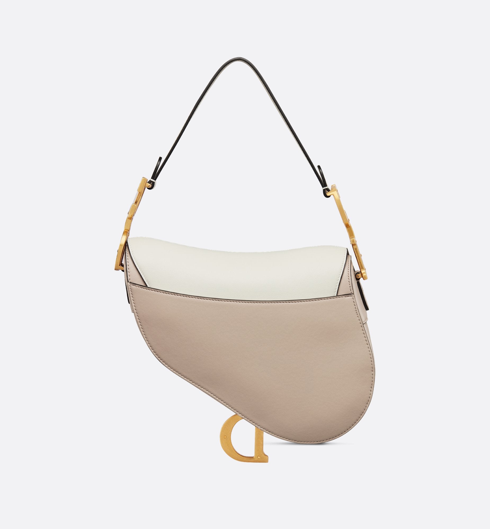 Saddle Bag With Strap Two-Tone Latte And Trench Beige Supple Calfskin