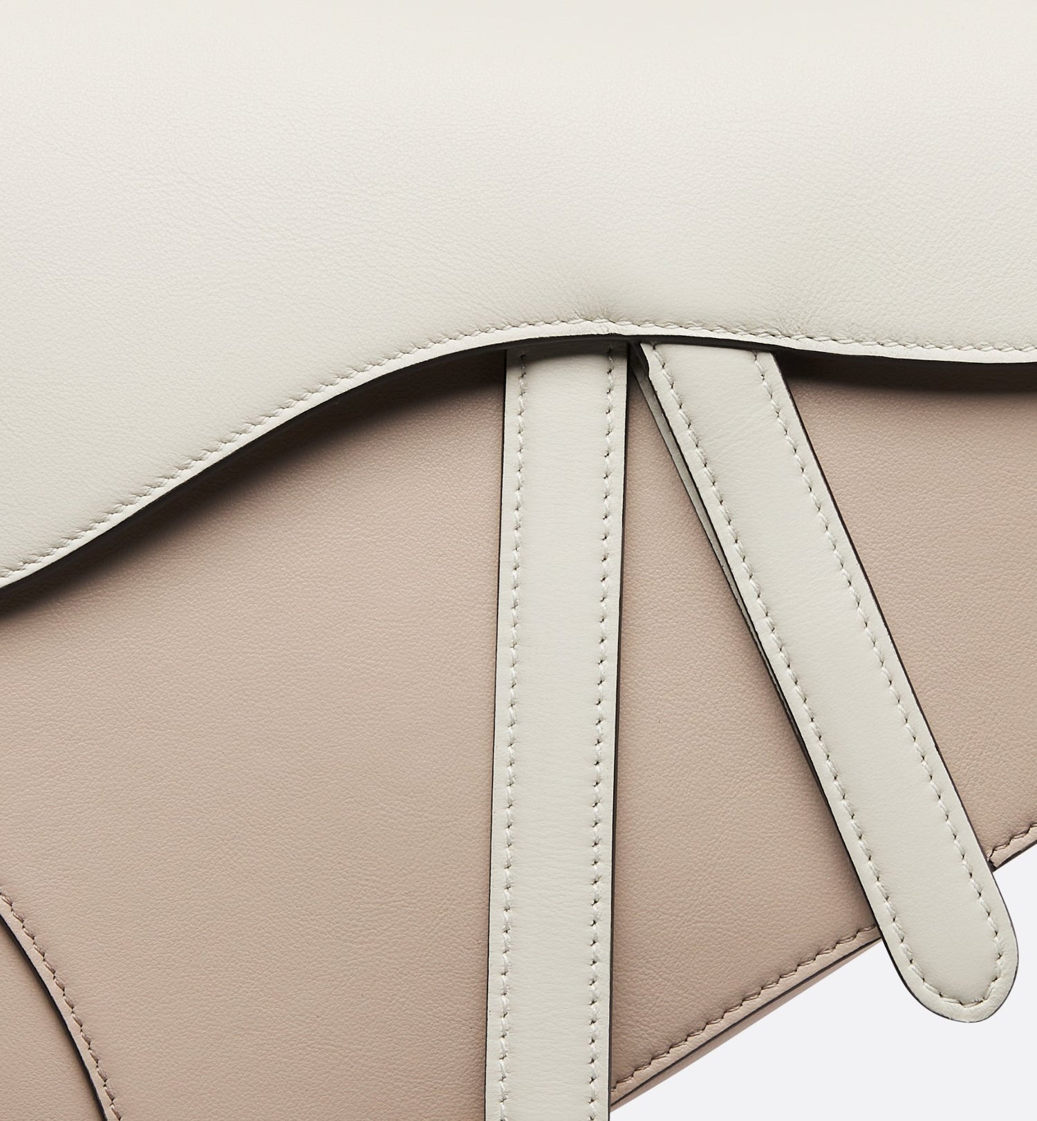 Saddle Bag With Strap Two-Tone Latte And Trench Beige Supple Calfskin