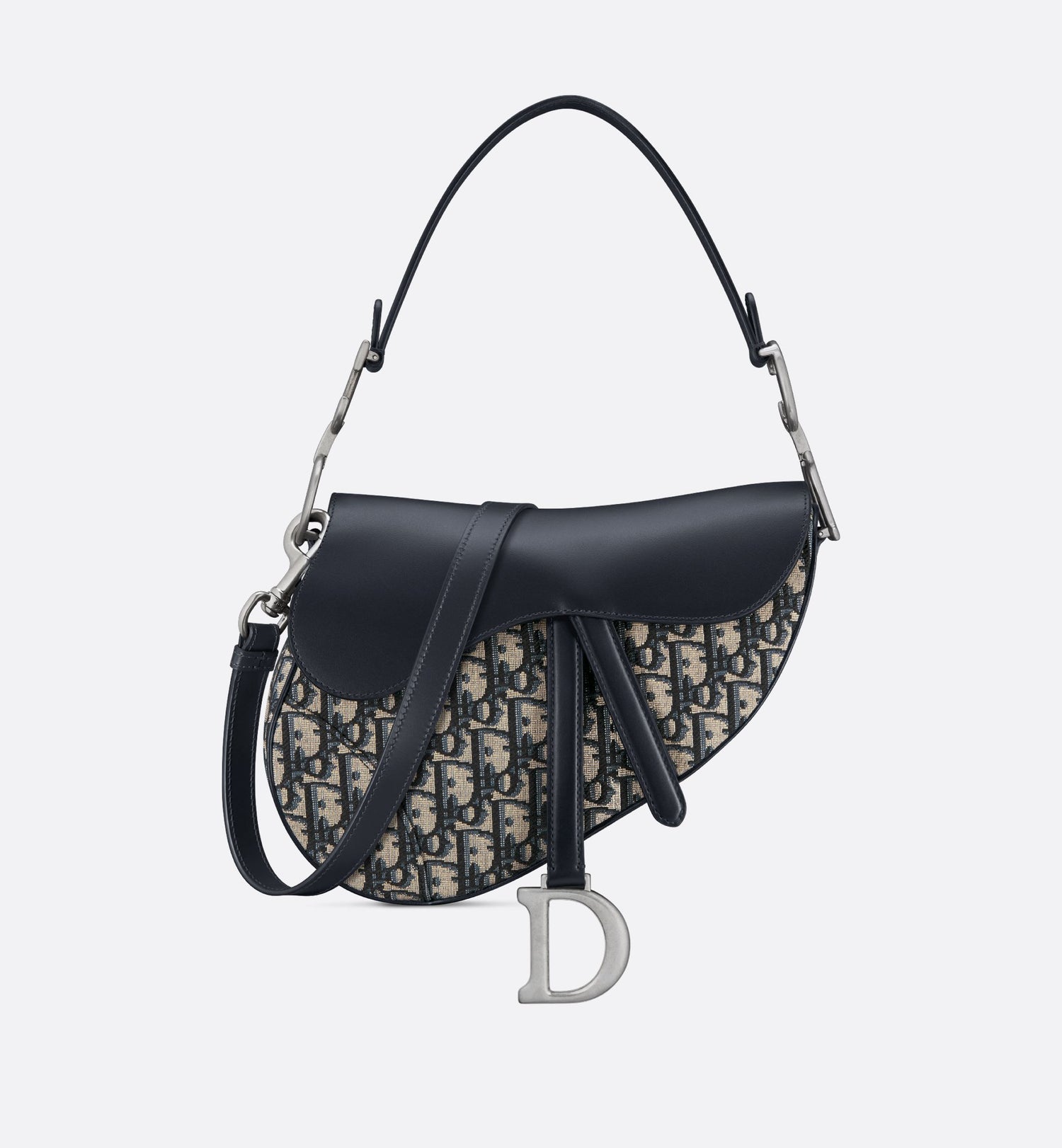 Saddle Bag With Strap Blue Dior Oblique Jacquard And Smooth Calfskin