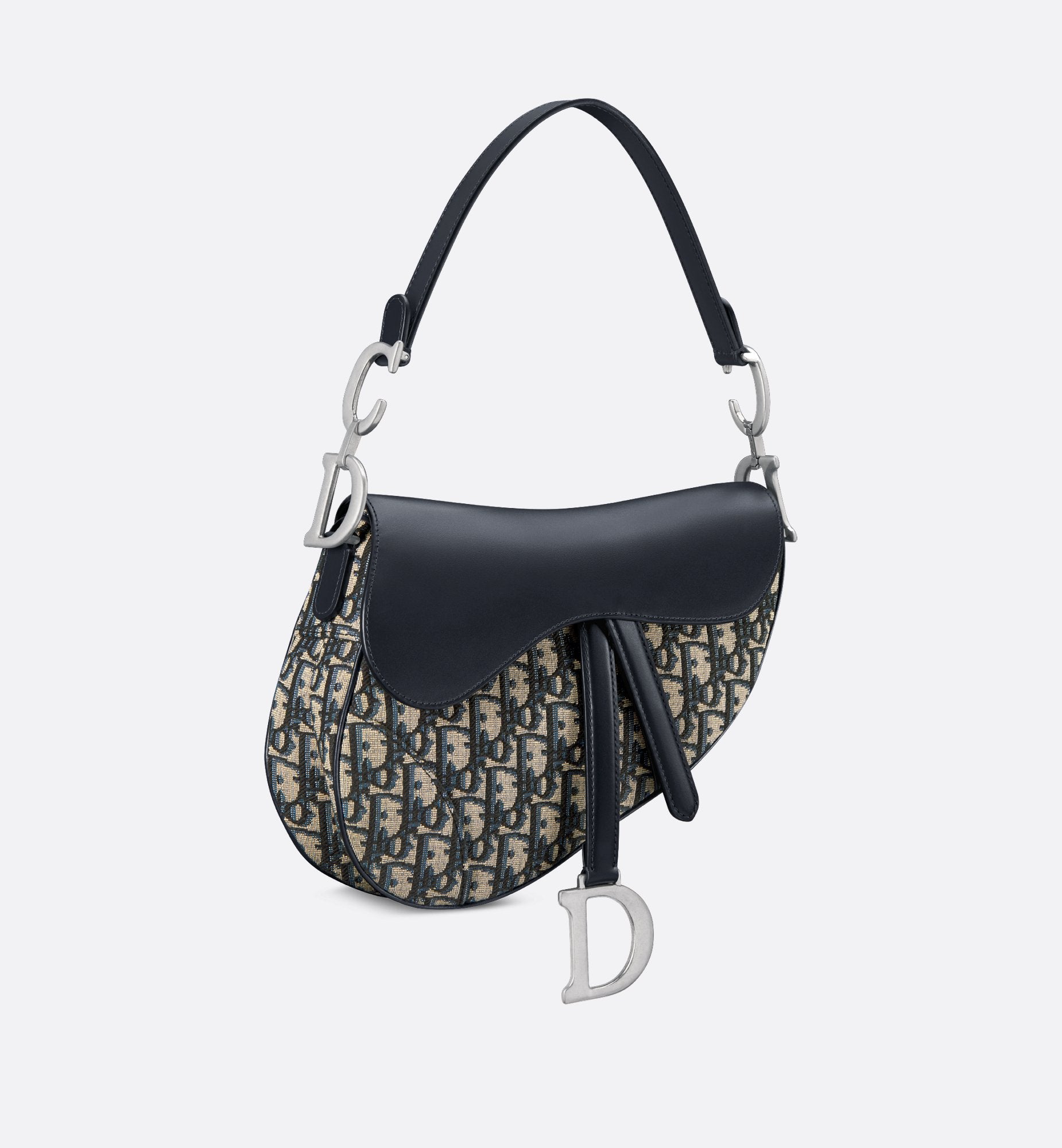 Saddle Bag With Strap Blue Dior Oblique Jacquard And Smooth Calfskin