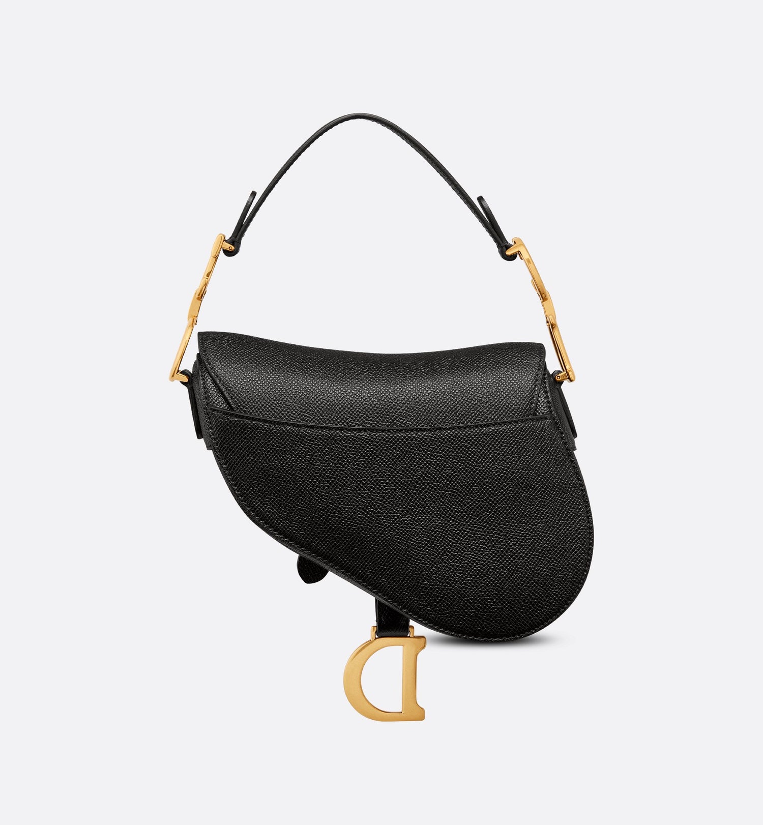 Mini Saddle Bag With Strap Black Grained Calfskin