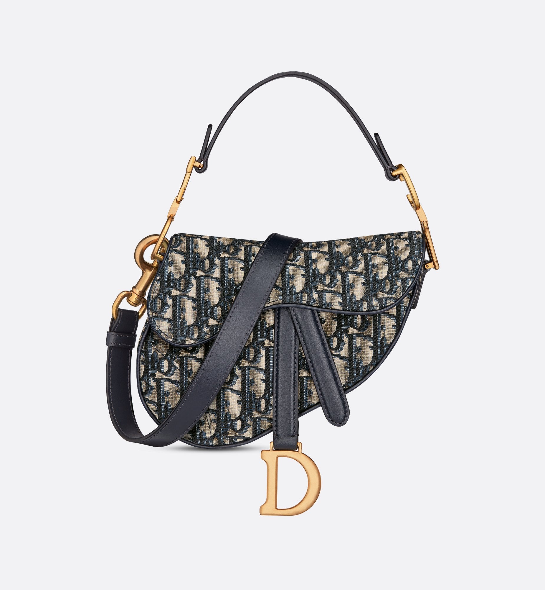 Mini Saddle Bag With Strap Blue Dior Oblique Jacquard Sands