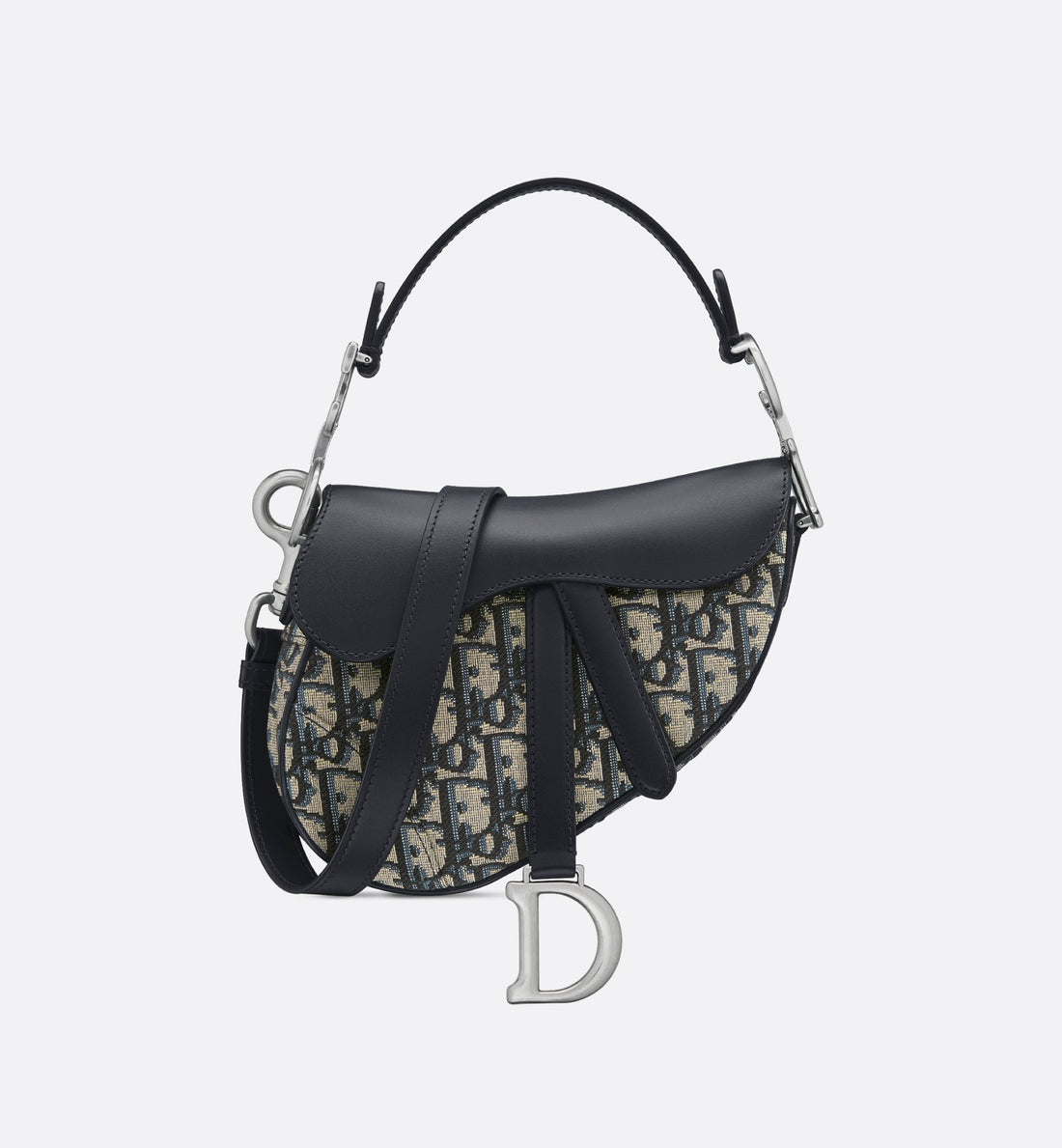 Mini Saddle Bag With Strap Blue Dior Oblique Jacquard And Smooth Calfskin