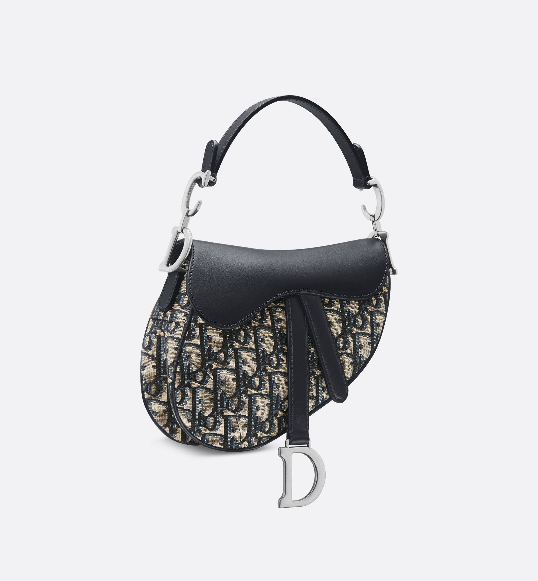 Mini Saddle Bag With Strap Blue Dior Oblique Jacquard And Smooth Calfskin