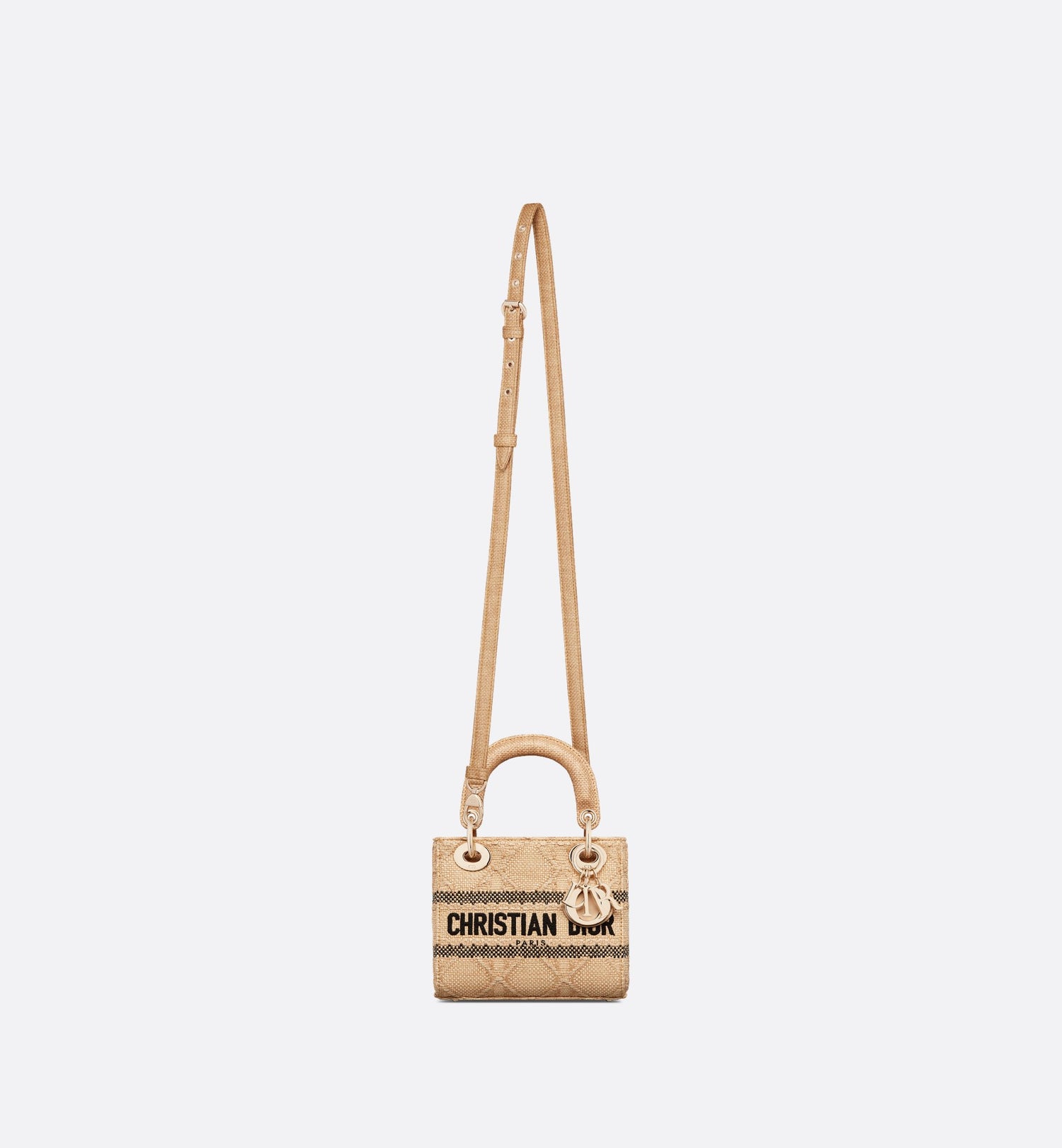 Mini Lady D-Lite Bag Natural Cannage Raffia