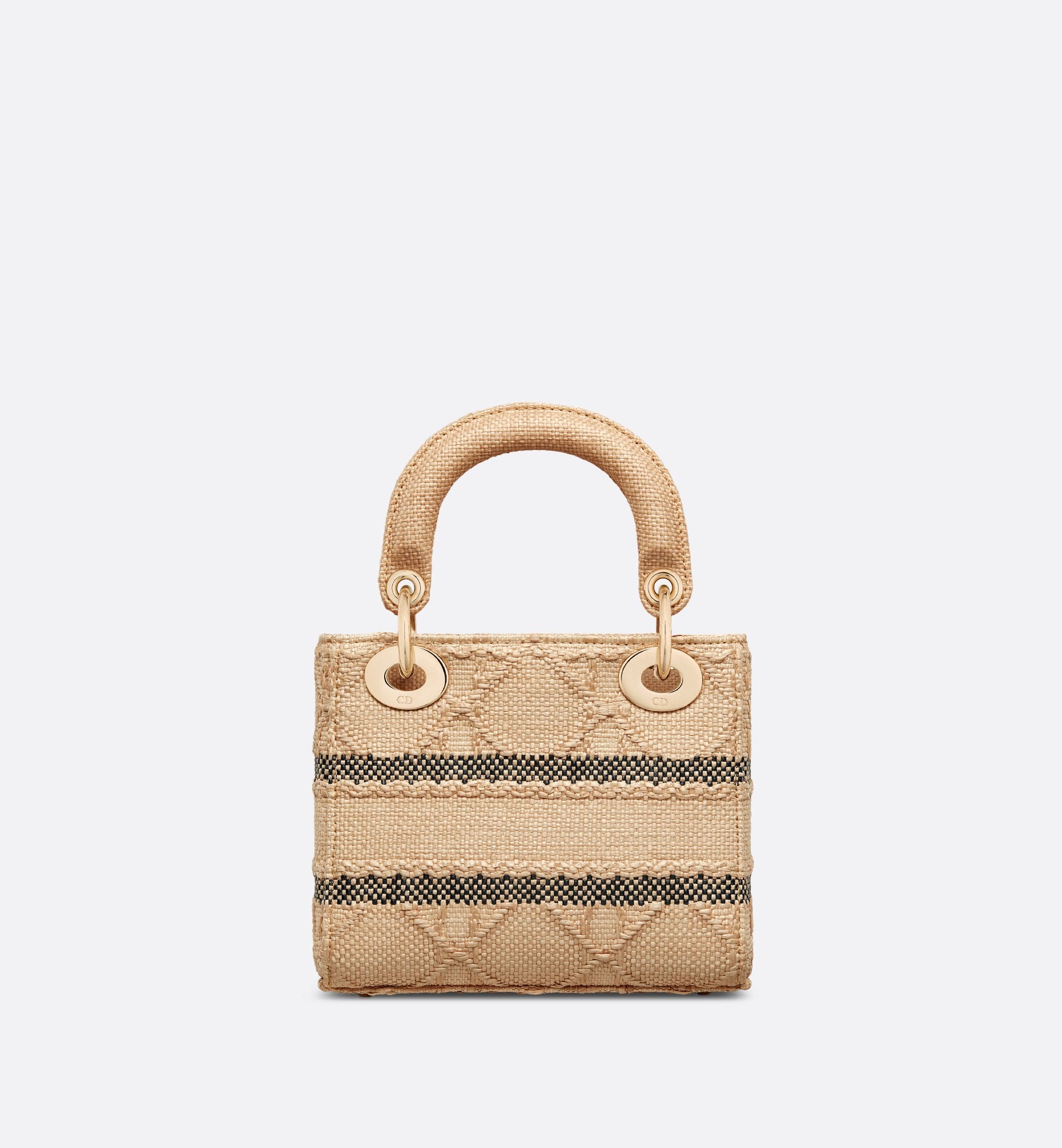 Mini Lady D-Lite Bag Natural Cannage Raffia