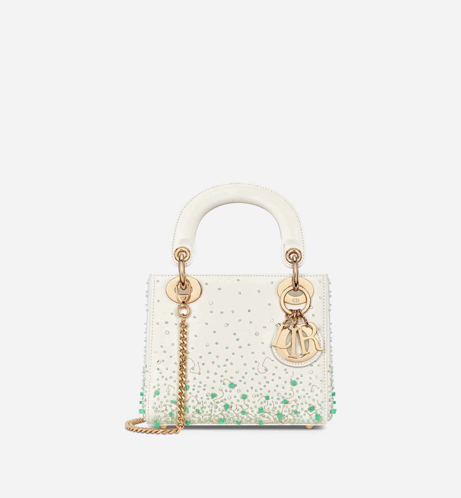 Mini Lady Dior Bag Calfskin With Green Embroidered Gradient