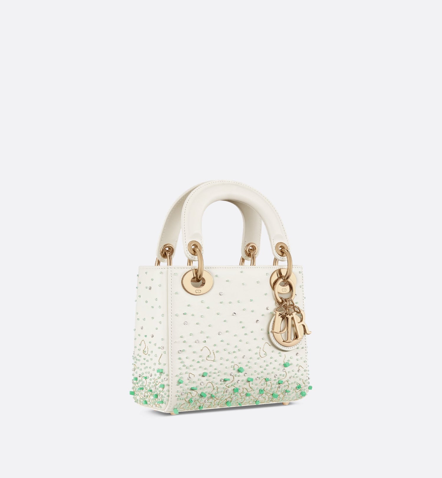 Mini Lady Dior Bag Calfskin With Green Embroidered Gradient