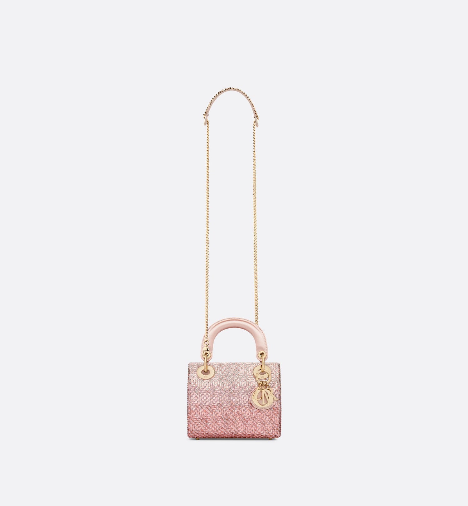 Mini Lady Dior Bag Satin Embroidered With Pink Sequins With Gradient Effect