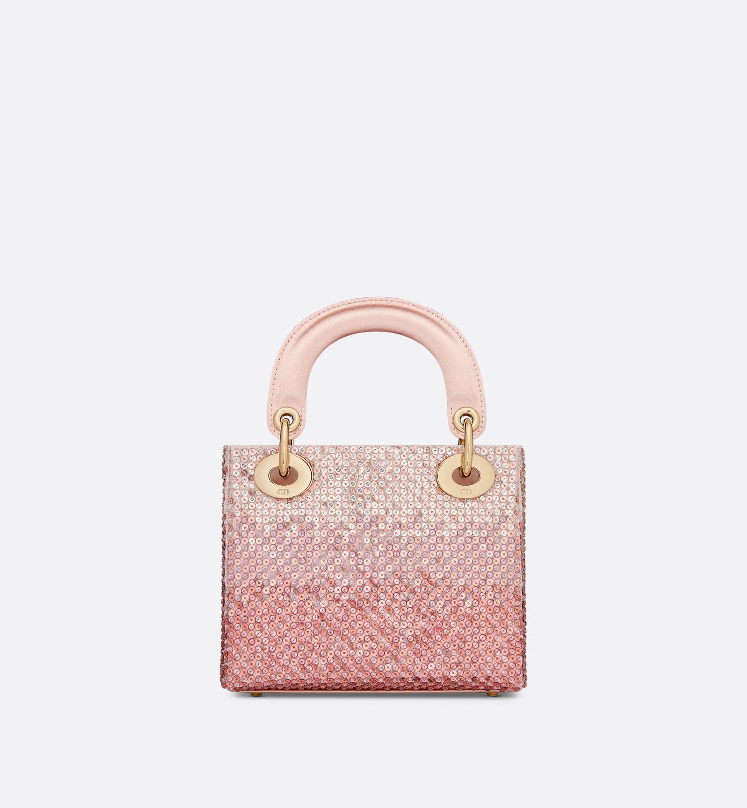 Mini Lady Dior Bag Satin Embroidered With Pink Sequins With Gradient Effect