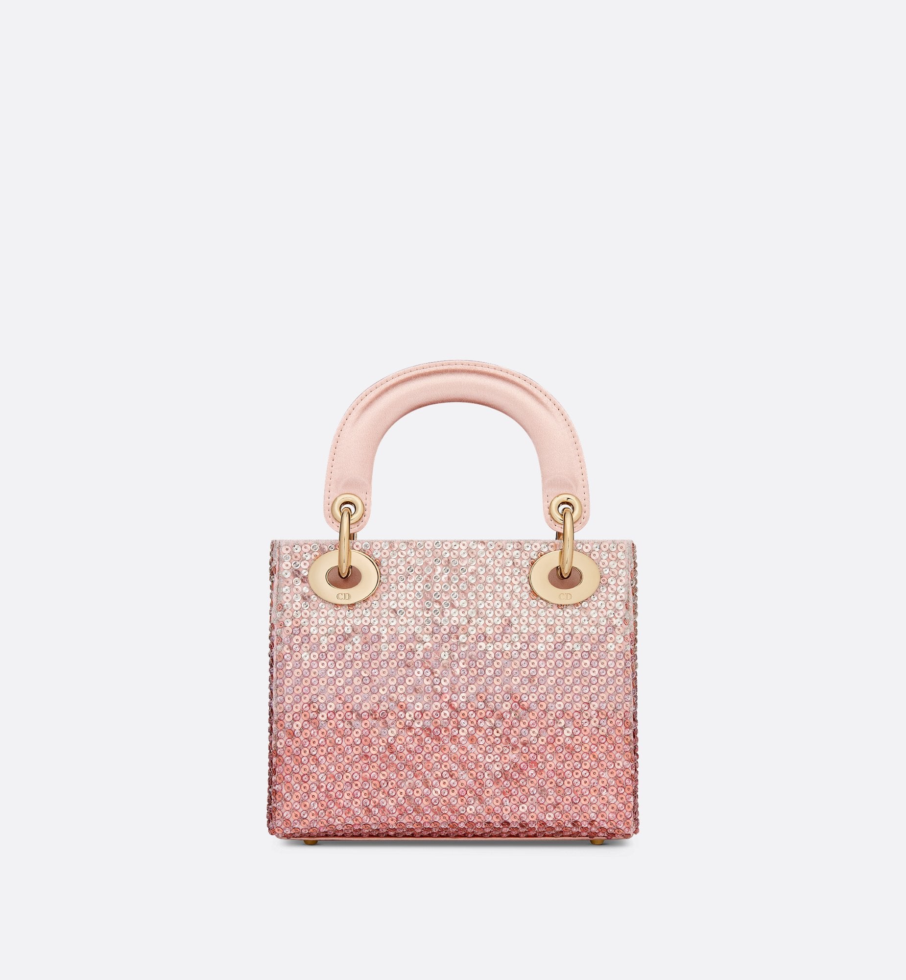 Mini Lady Dior Bag Satin Embroidered With Pink Sequins With Gradient Effect