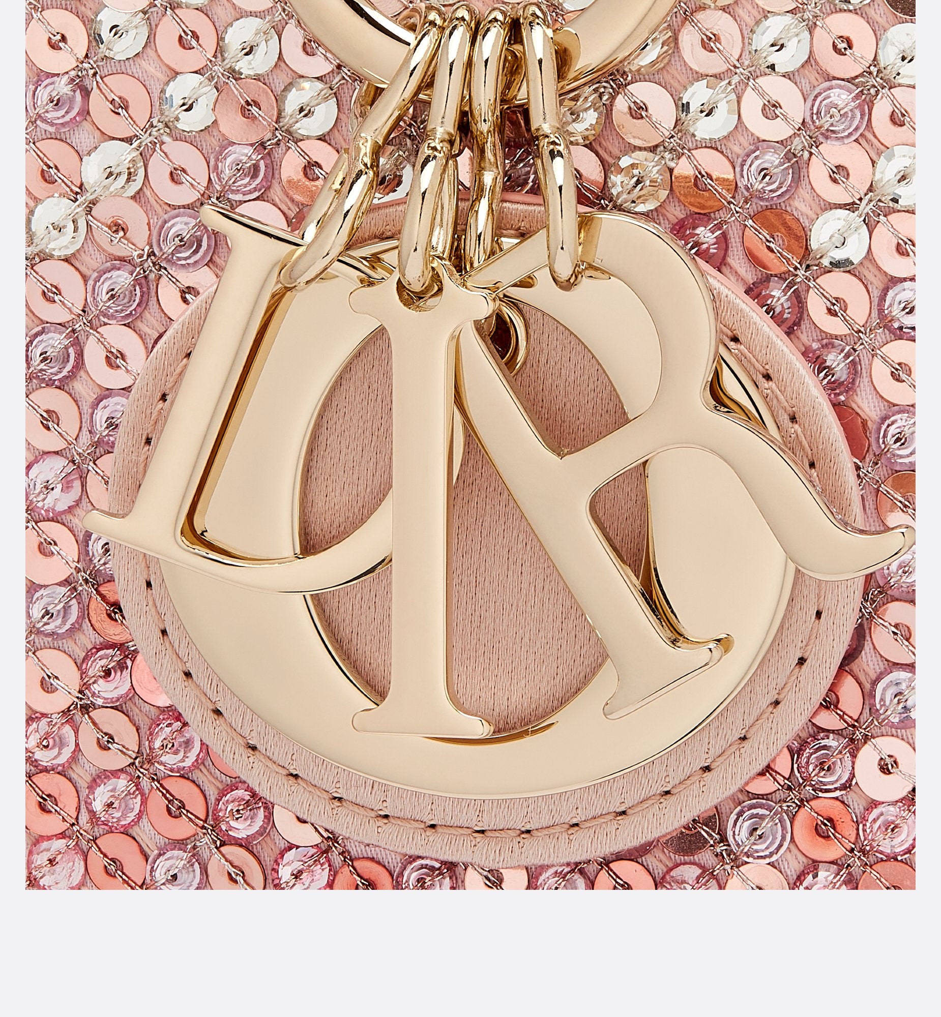 Mini Lady Dior Bag Satin Embroidered With Pink Sequins With Gradient Effect