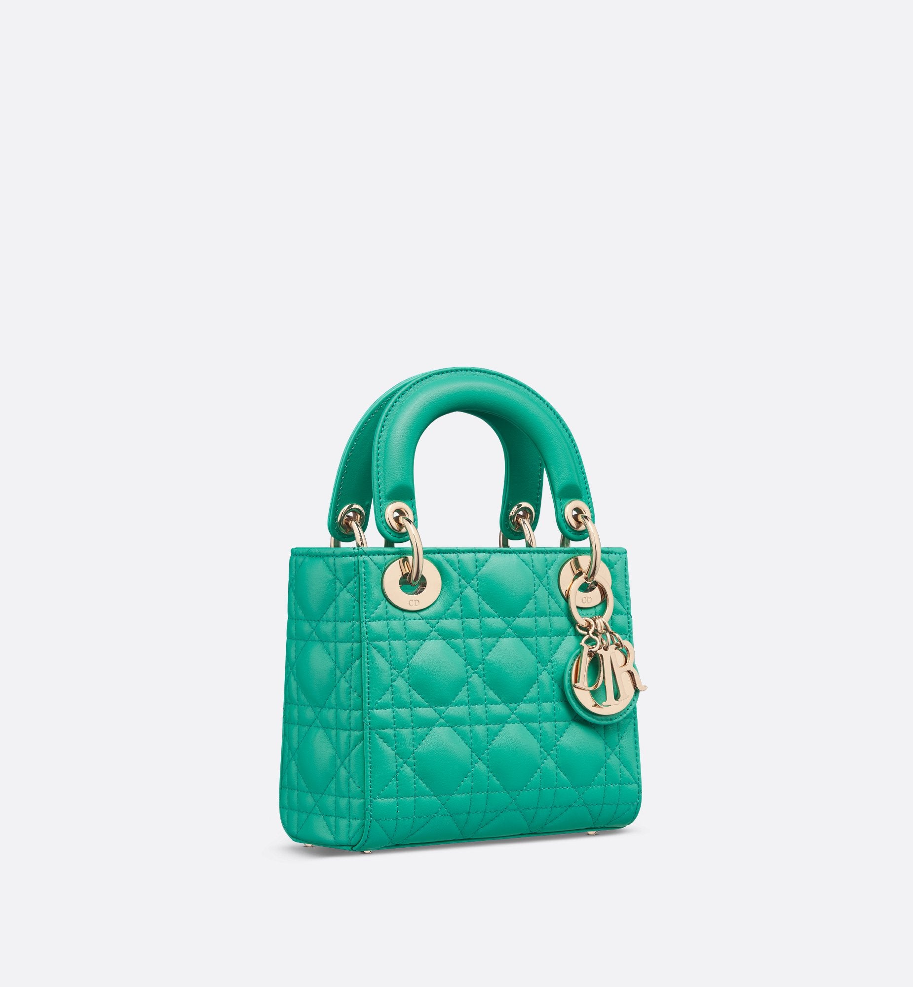 Mini Dioriviera Lady Dior Bag Aquamarina Cannage Lambskin Sands