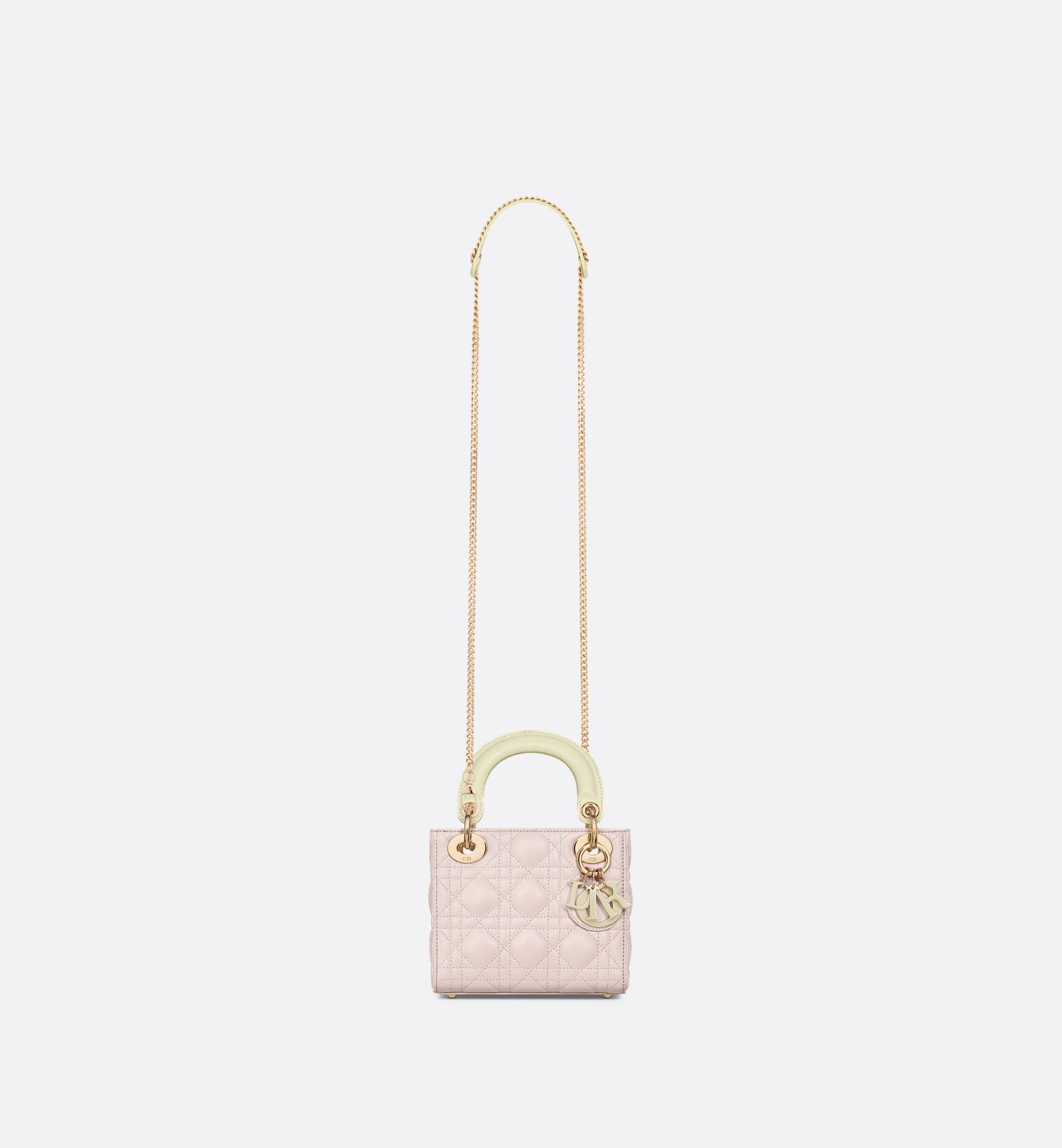 Mini Lady Dior Bag Two-Tone Rose Quartz And Pastel Yellow Cannage Lambskin