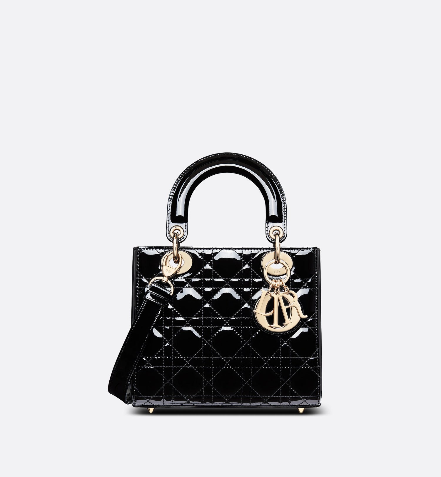 Small Lady Dior Bag Black Patent Cannage Calfskin