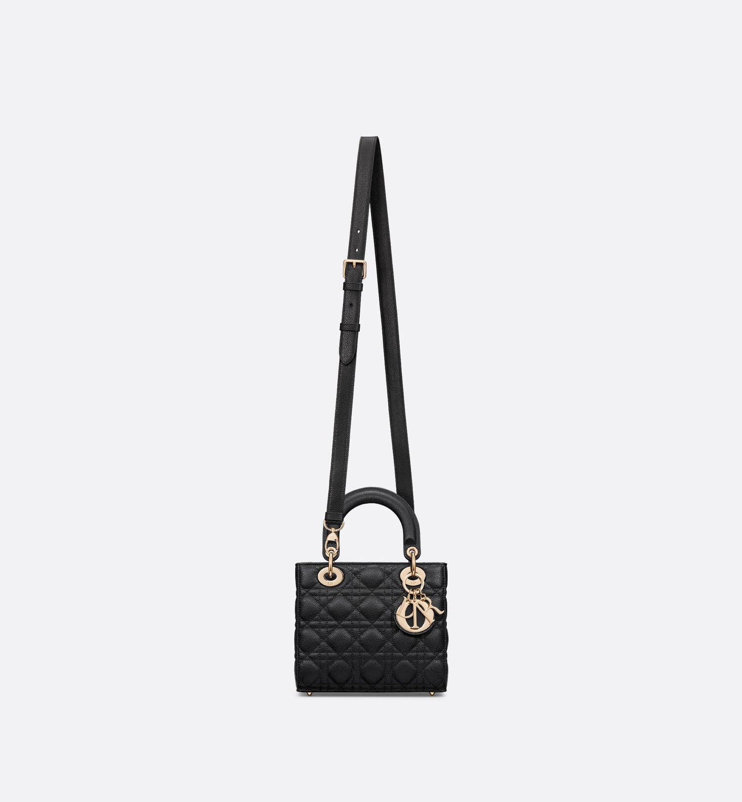 Small Lady Dior Bag Black Grained Cannage Calfskin