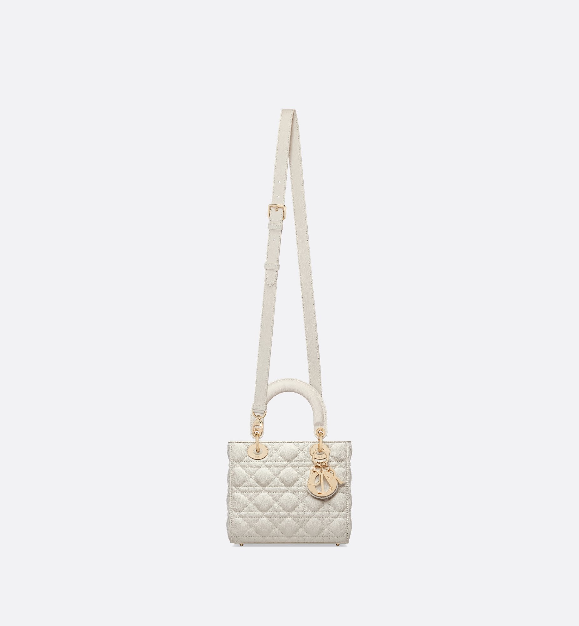 Small Lady Dior Bag Latte Grained Cannage Calfskin