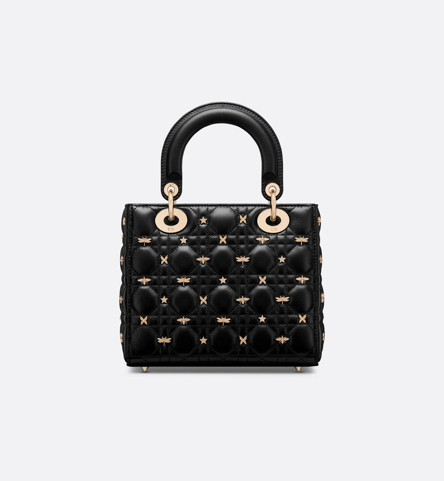 Small Lady Dior My Abcdior Bag Black Cannage Lambskin With Gold-Finish Dragonfly Studs