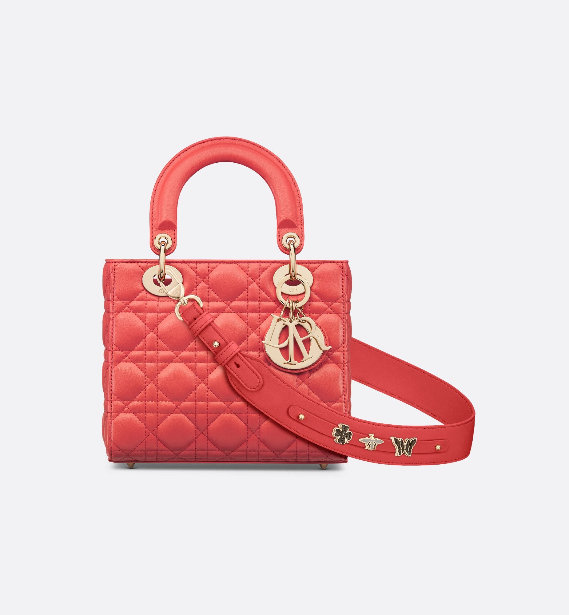 Small Dioriviera Lady Dior My Abcdior Bag Coral Cannage Lambskin