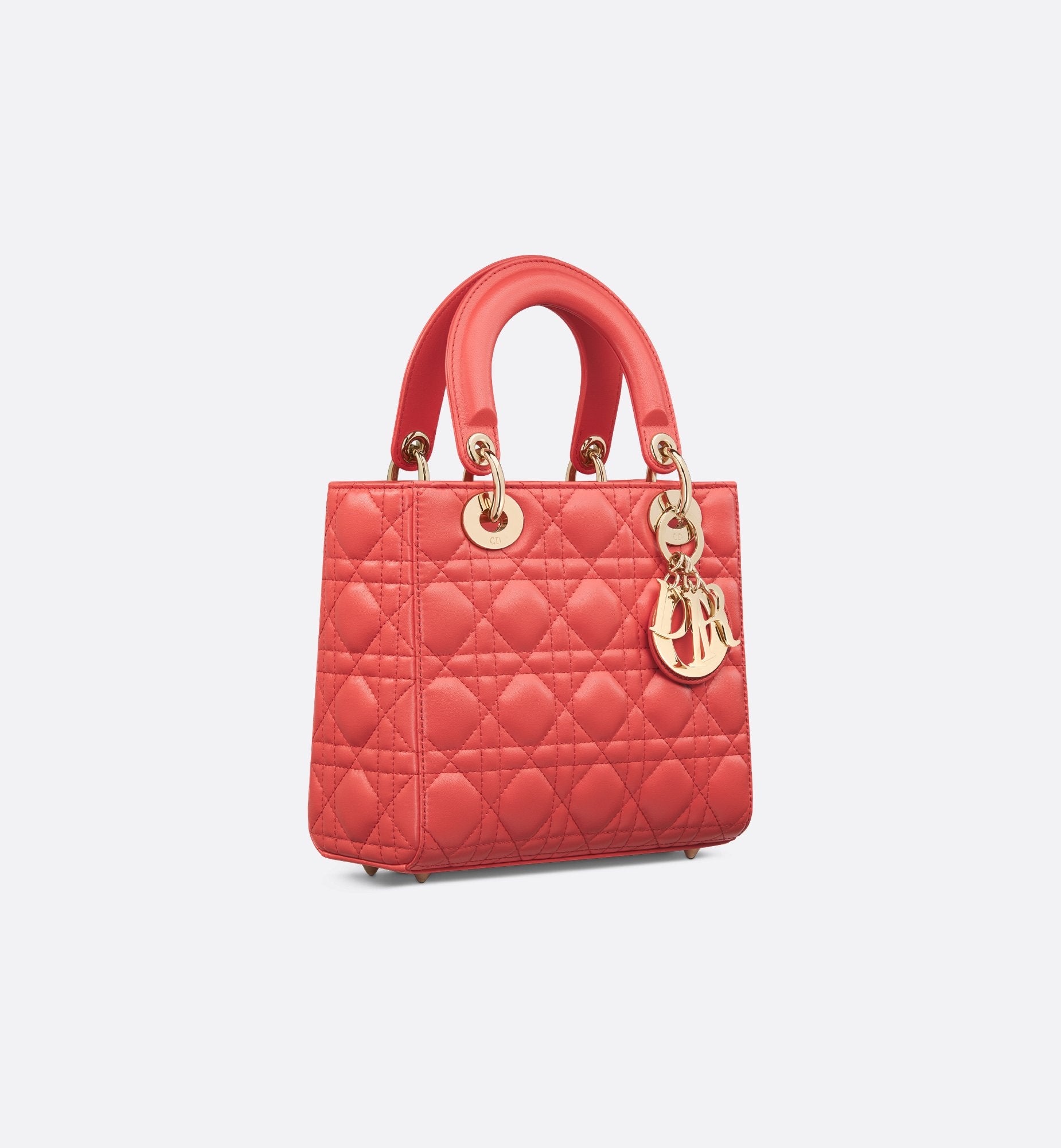 Small Dioriviera Lady Dior My Abcdior Bag Coral Cannage Lambskin