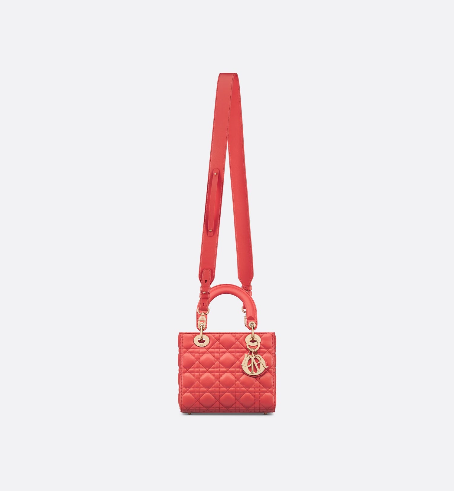 Small Dioriviera Lady Dior My Abcdior Bag Coral Cannage Lambskin