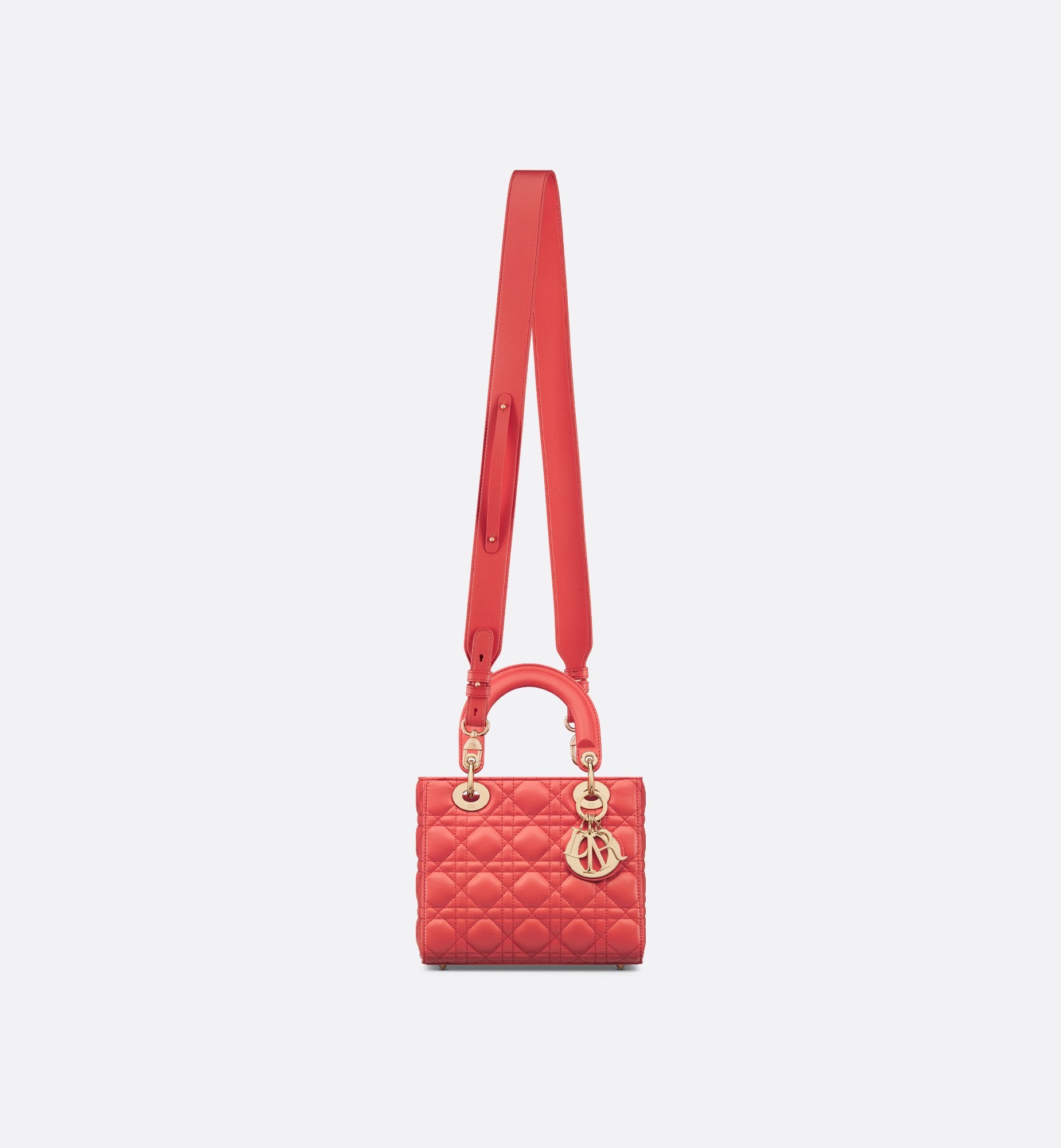 Small Dioriviera Lady Dior My Abcdior Bag Coral Cannage Lambskin