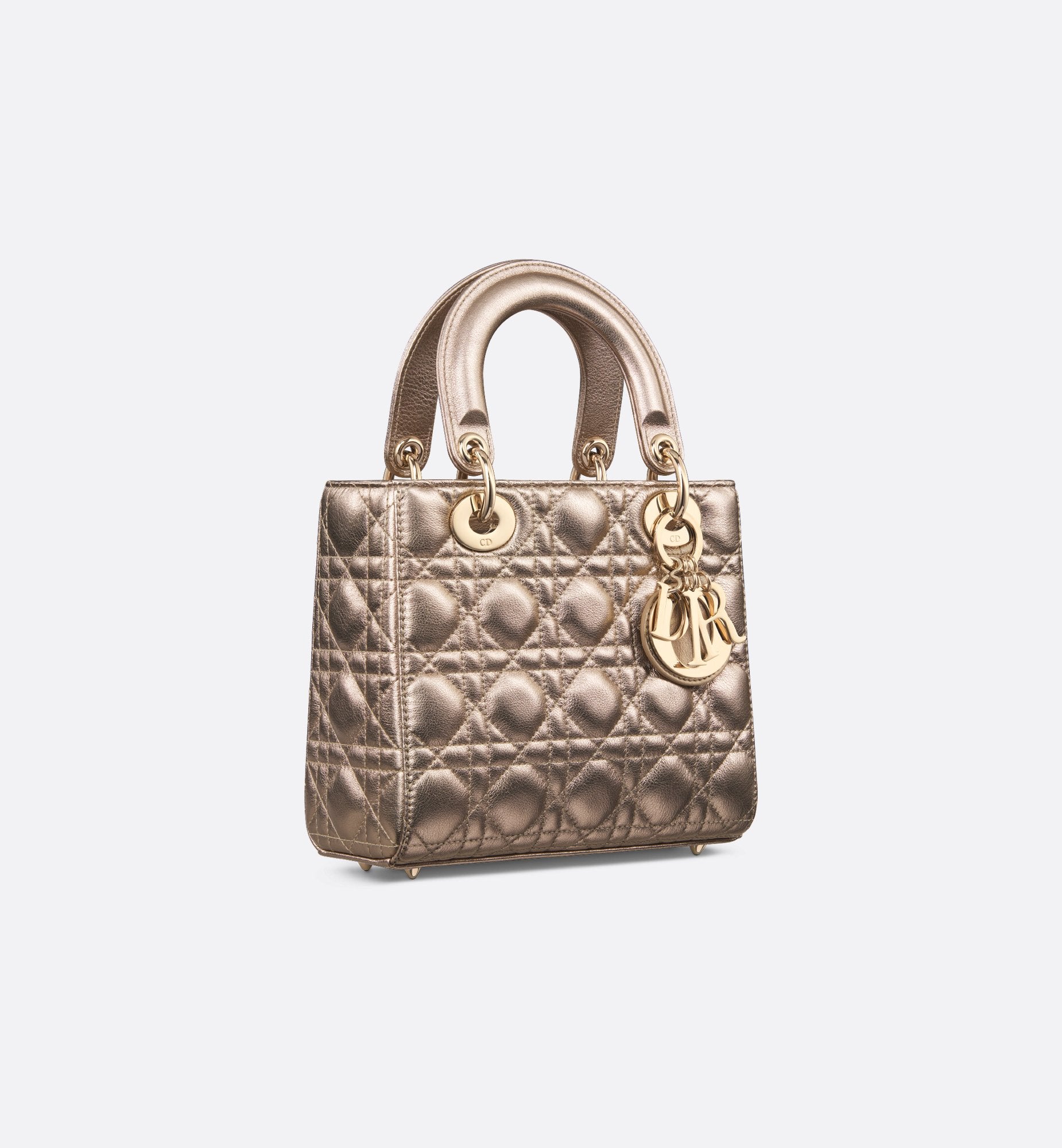 Small Lady Dior My Abcdior Bag Gold-Tone Cannage Metallic Calfskin