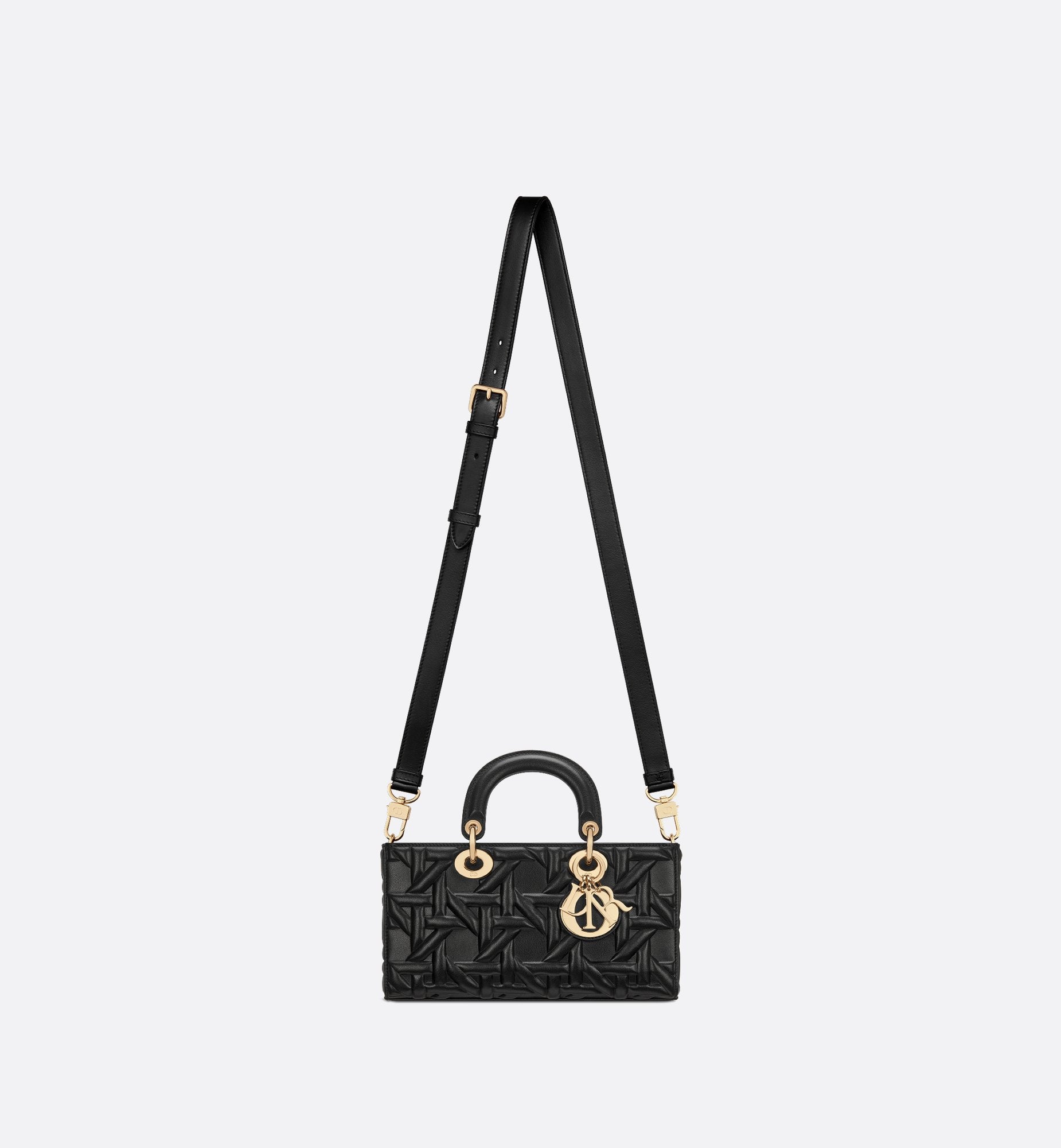 Medium Lady D-Joy Bag Black Graphic Cannage Calfskin