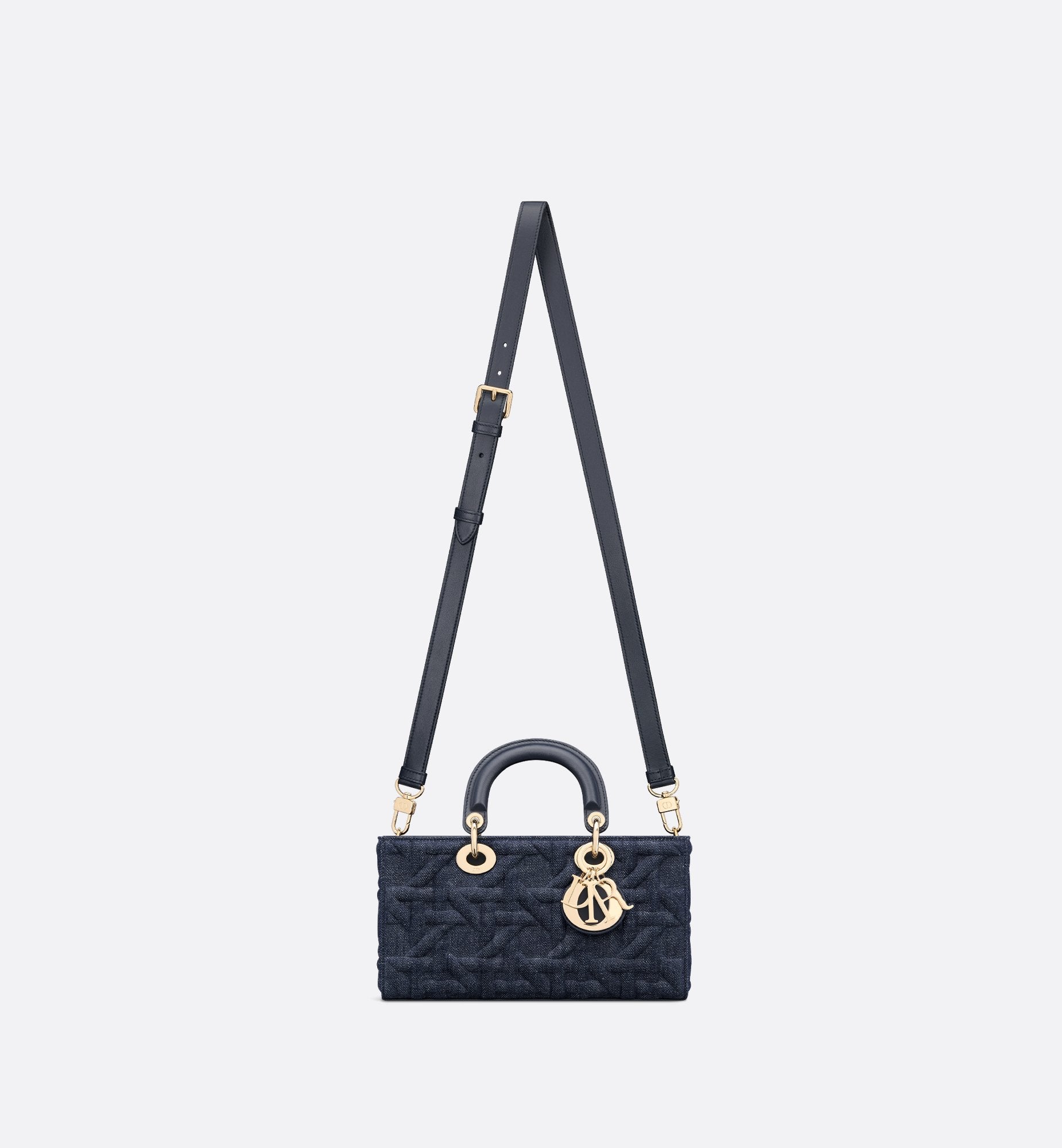 Medium Lady D-Joy Bag Blue Graphic Cannage Denim