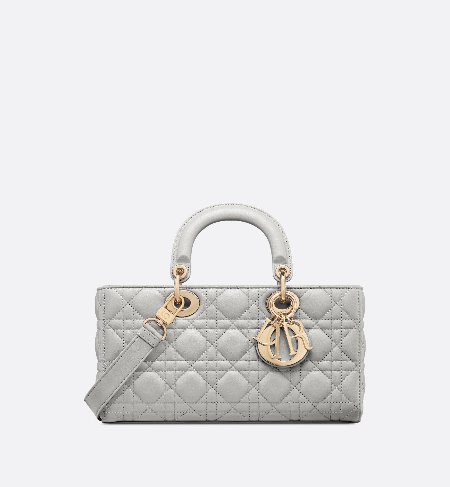 Medium Lady D-Joy Bag Cloud Gray Cannage Lambskin