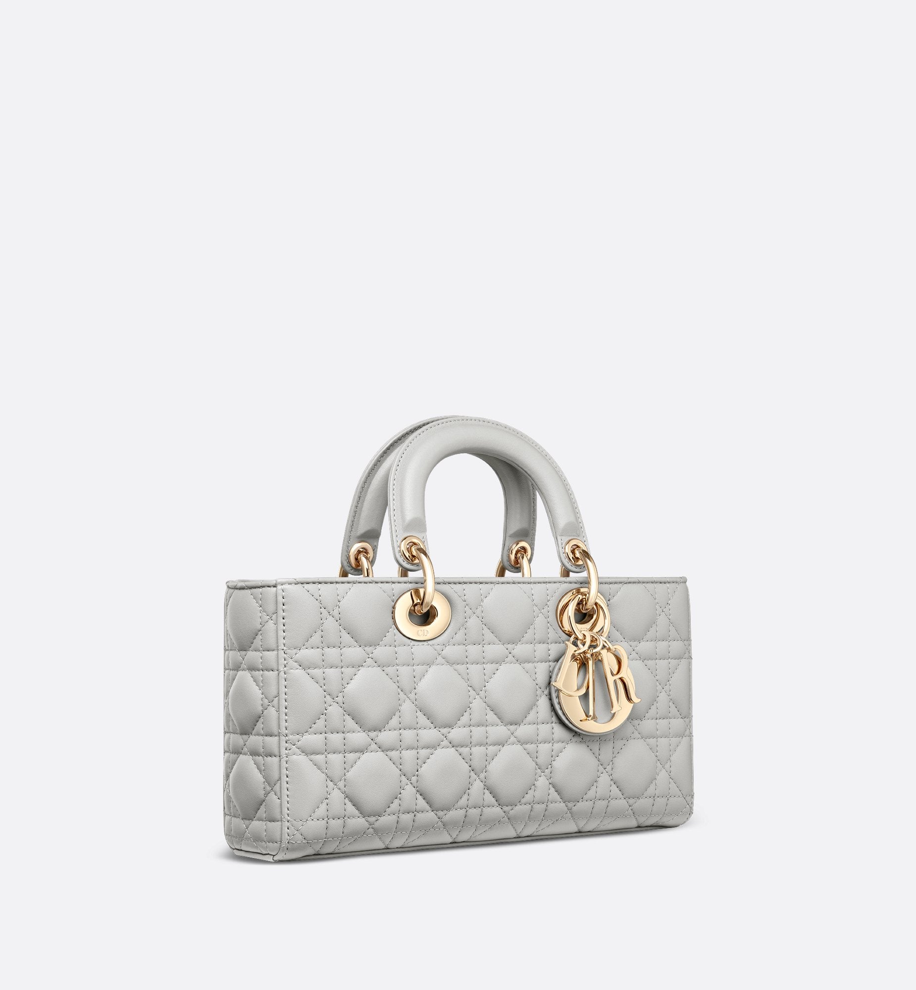 Medium Lady D-Joy Bag Cloud Gray Cannage Lambskin