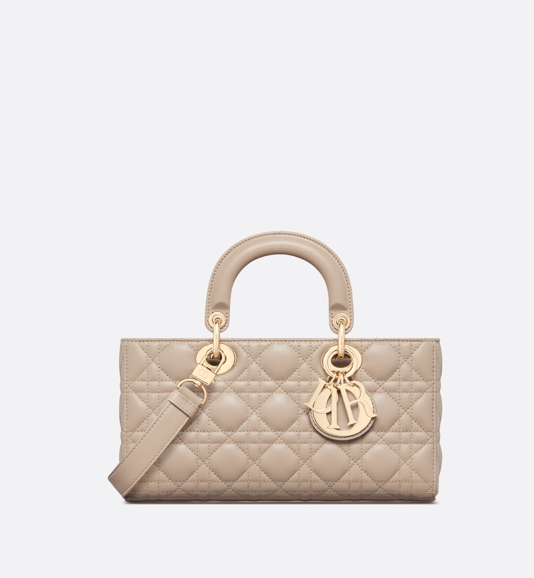 Medium Lady D-Joy Bag Powder Beige Cannage Lambskin