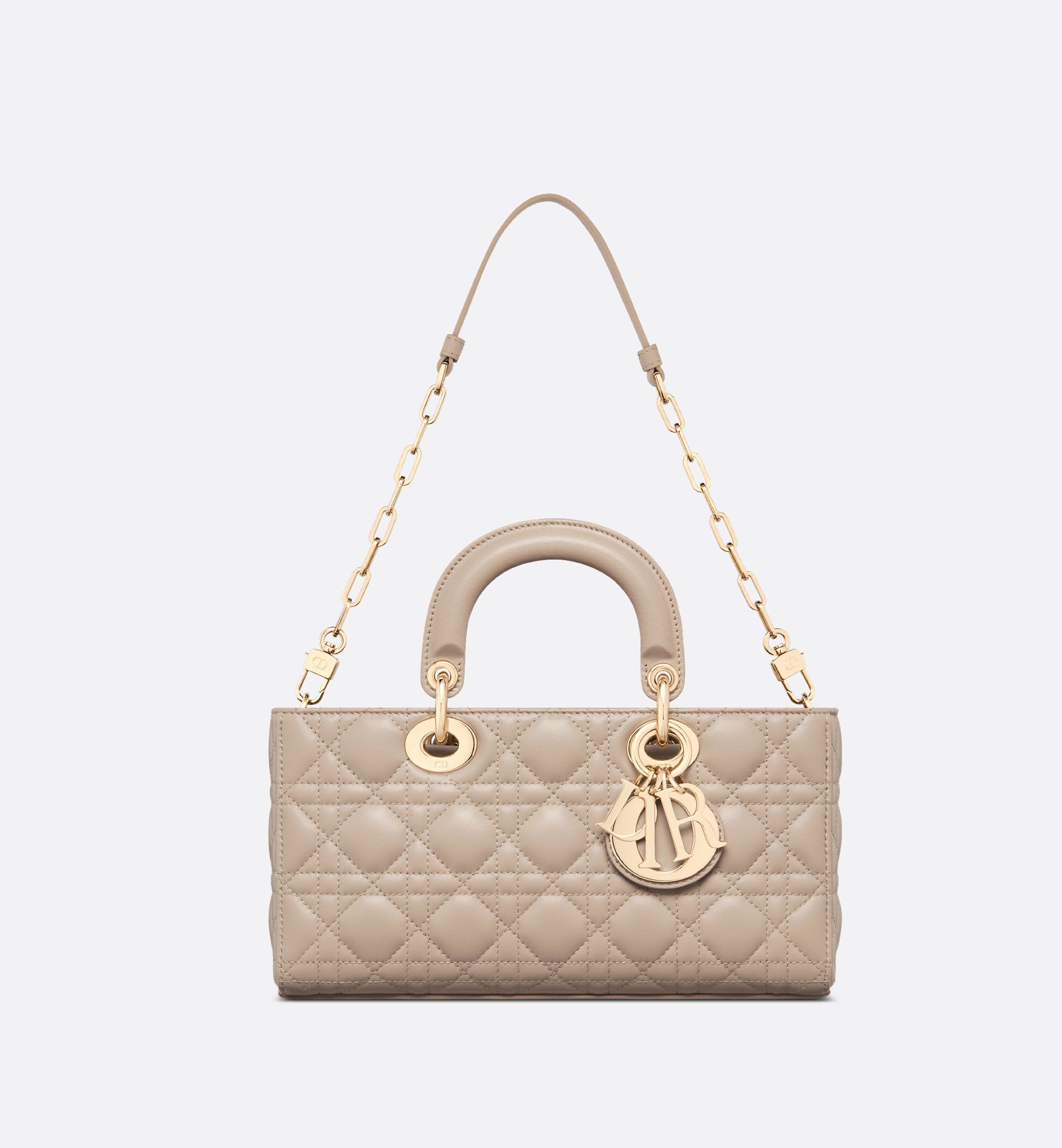 Medium Lady D-Joy Bag Powder Beige Cannage Lambskin