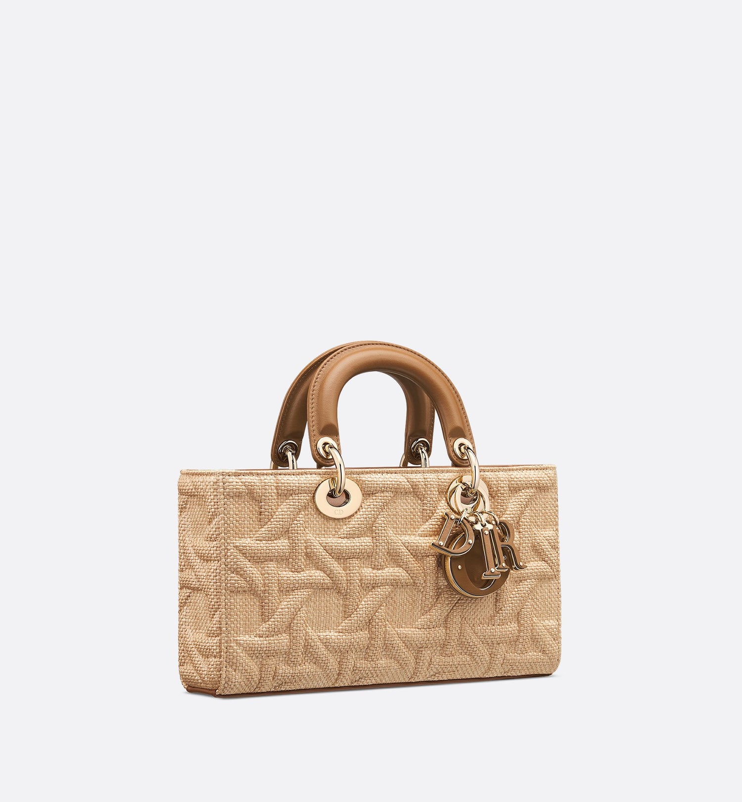 Medium Lady D-Joy Bag Beige Graphic Cannage Raffia