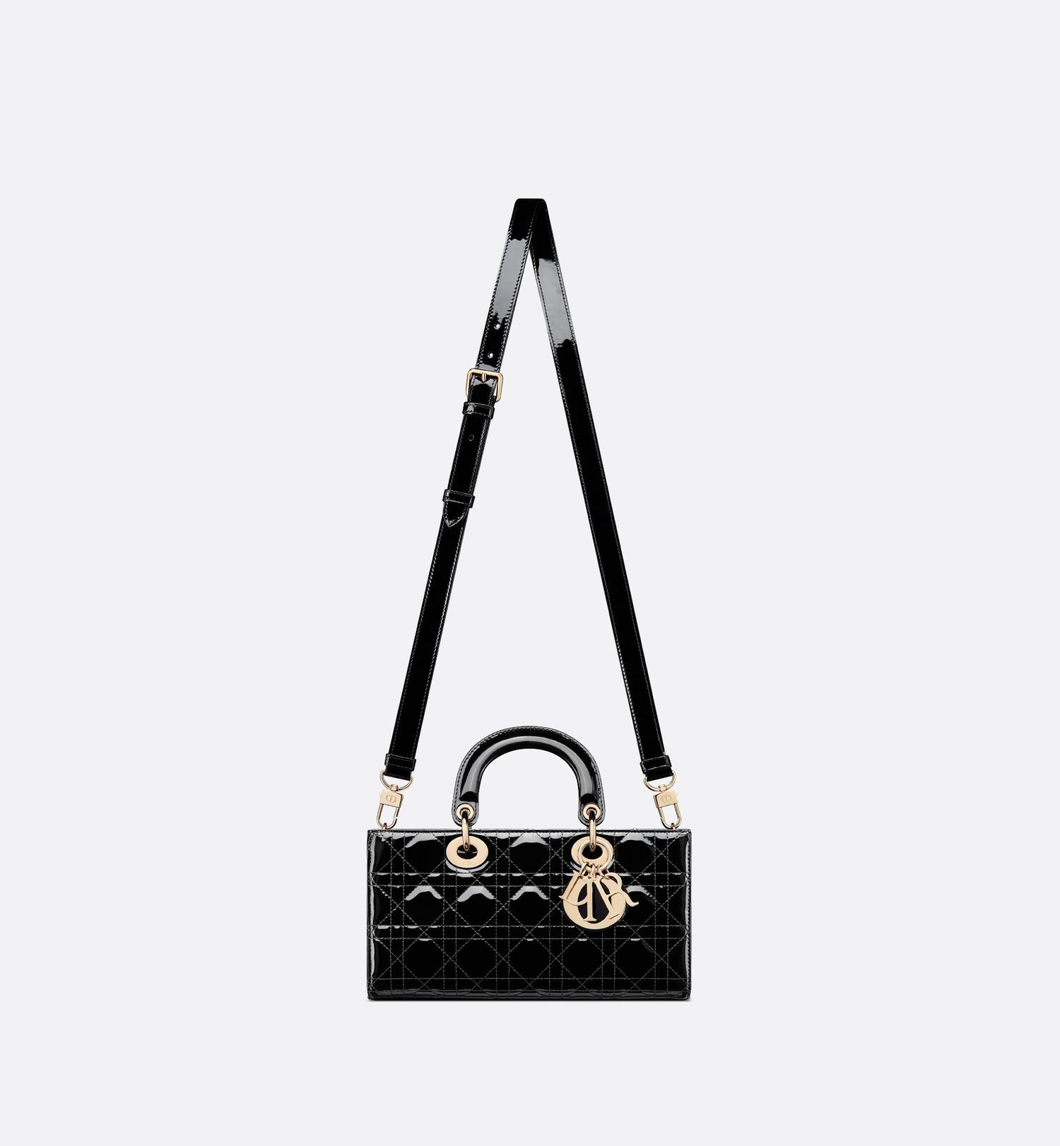 Medium Lady D-Joy Bag Black Patent Cannage Calfskin