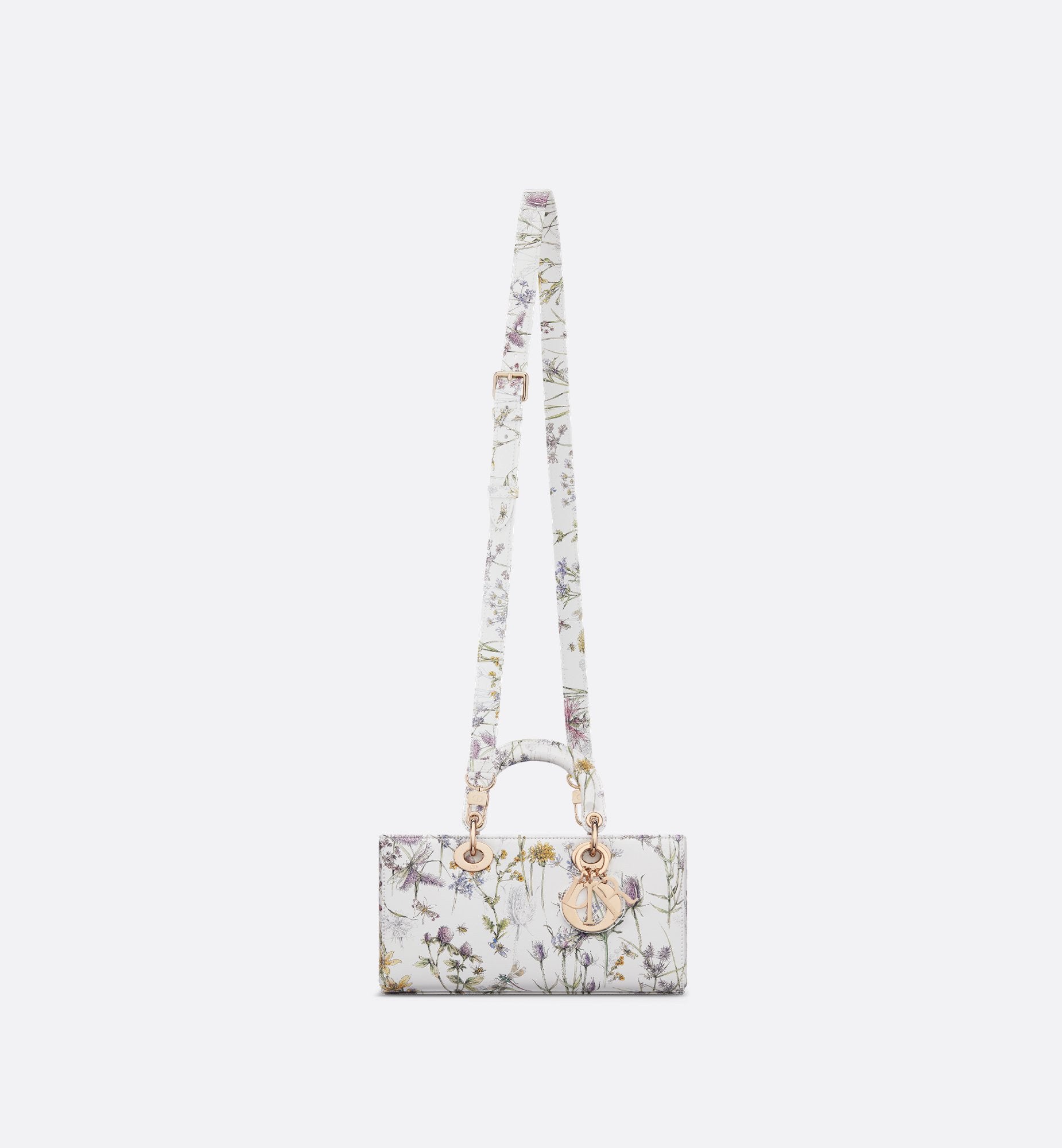 Medium Lady D-Joy Bag White Calfskin With Multicolor Dior Herbarium Print