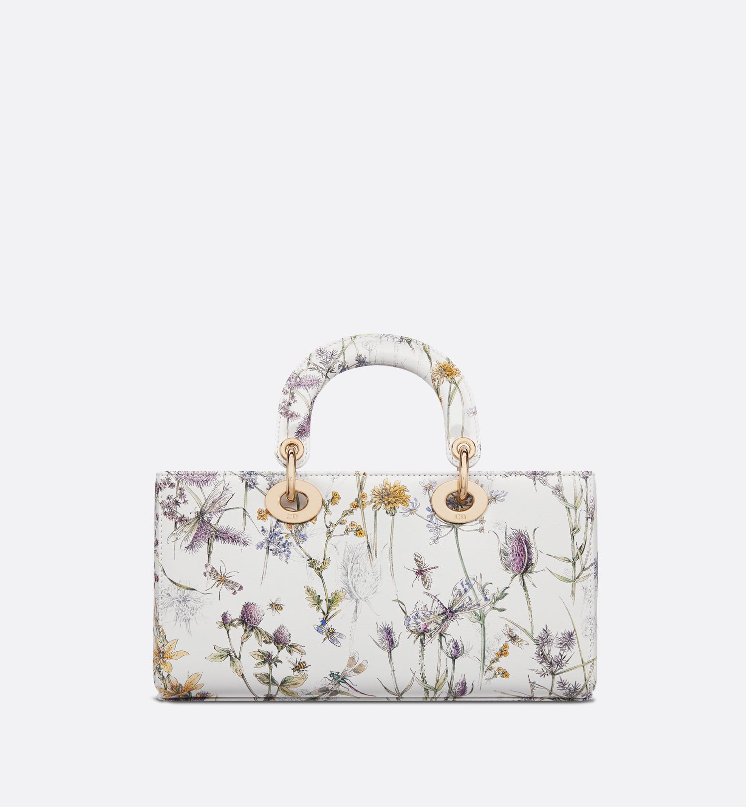 Medium Lady D-Joy Bag White Calfskin With Multicolor Dior Herbarium Print